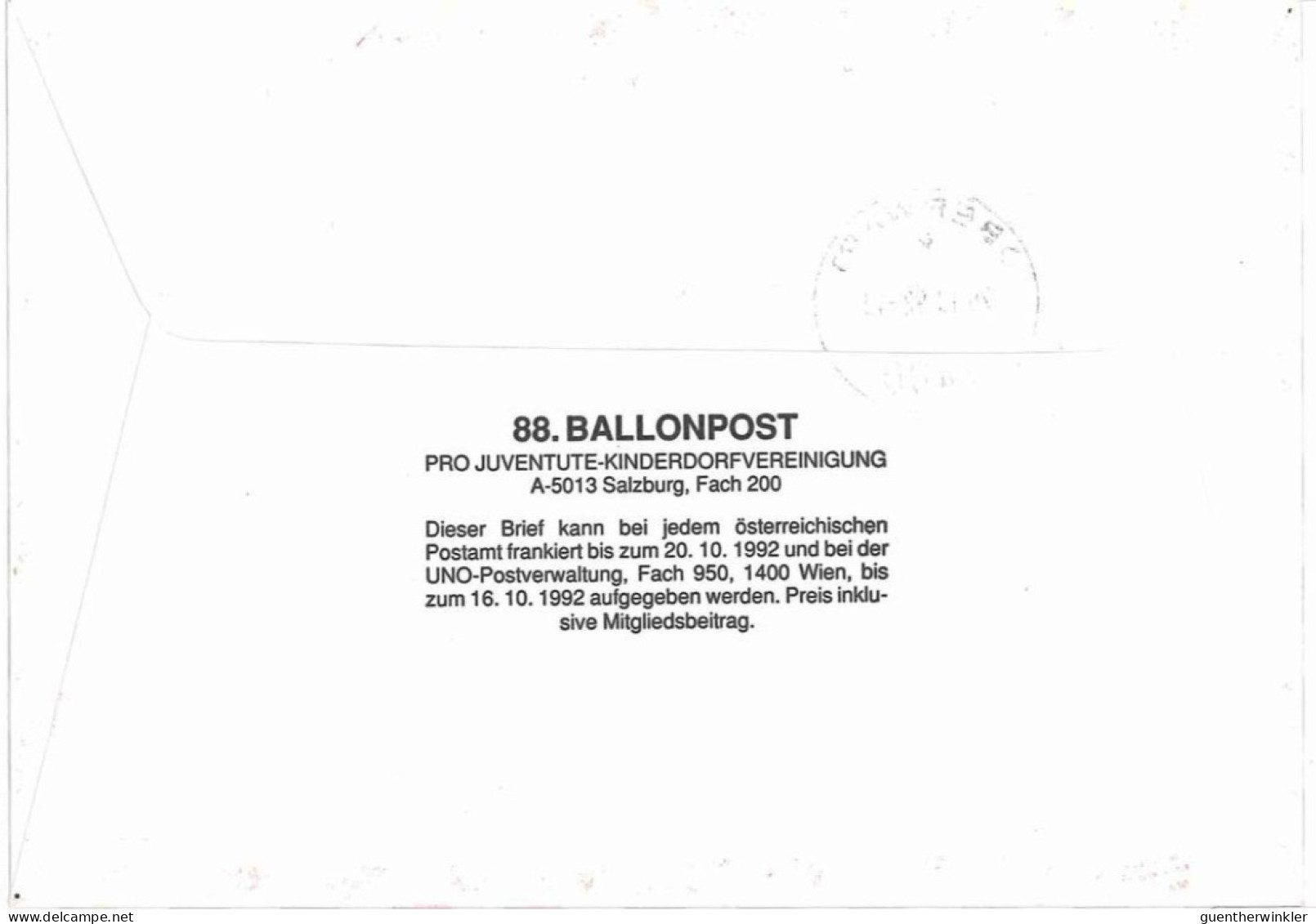 Regulärer Ballonpostflug Nr. 88a Der Pro Juventute [RBP88b] - Par Ballon