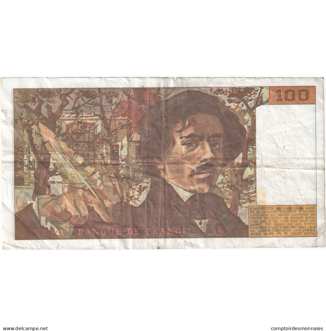 France, 100 Francs, Delacroix, 1993, B.245, B+, Fayette:69bis.8, KM:154g - 100 F 1978-1995 ''Delacroix''