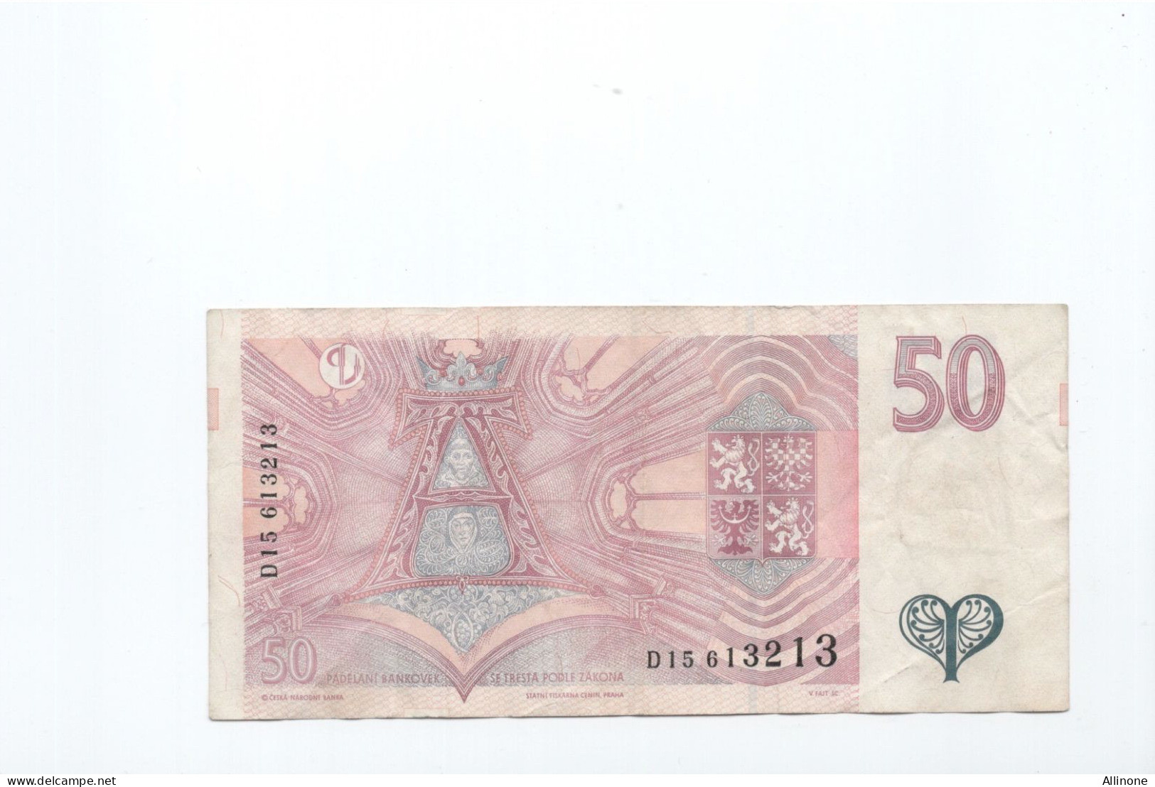 Billet République Tchèque, 50 Korun, Usagée Vooir 2 Scans - Checoslovaquia