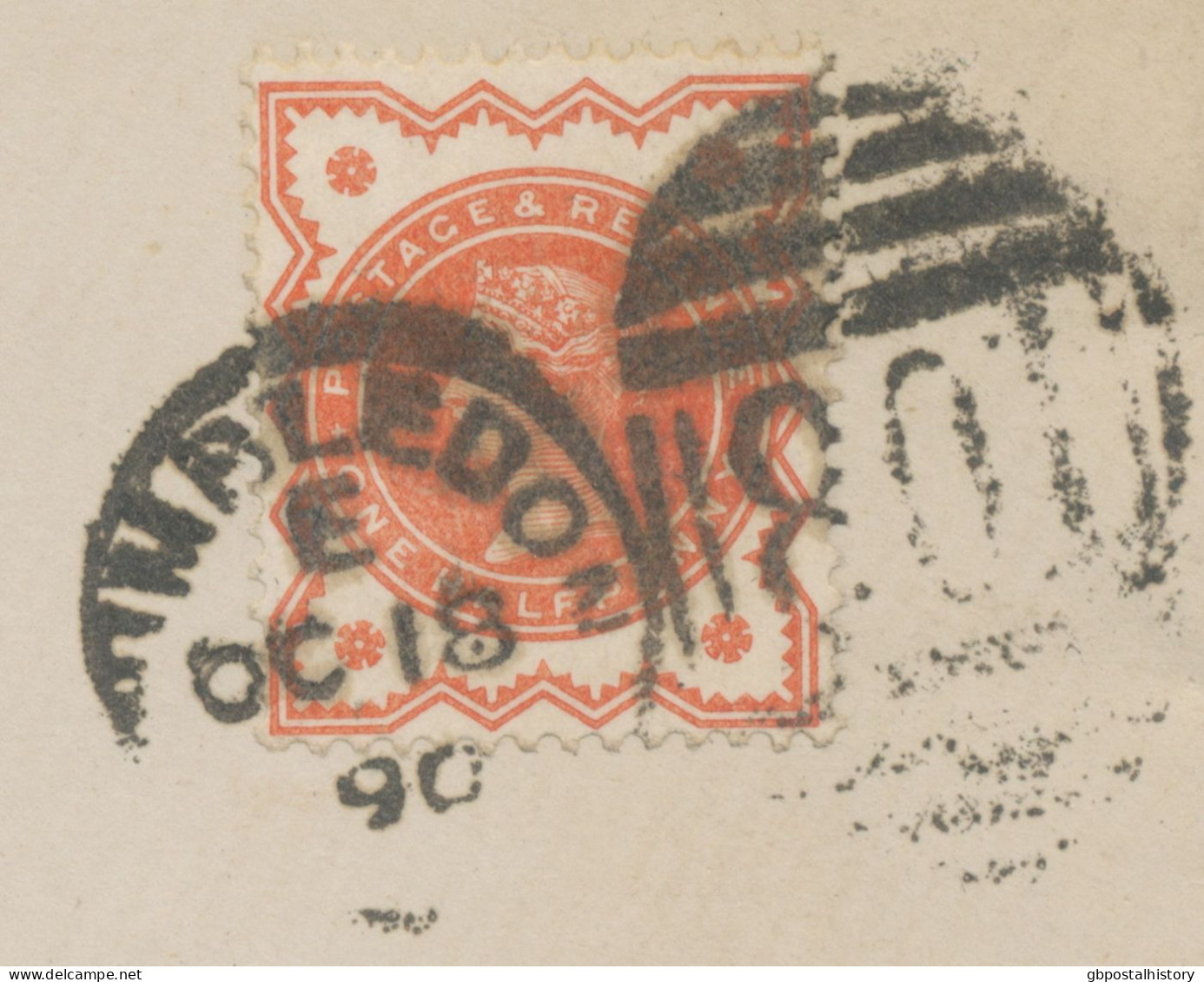 GB 1890 QV Jubilee ½d On VF Cover "WIMBLEDON / 801" UNDERPAID FOREIGN UPU-CVR RR!! - Briefe U. Dokumente