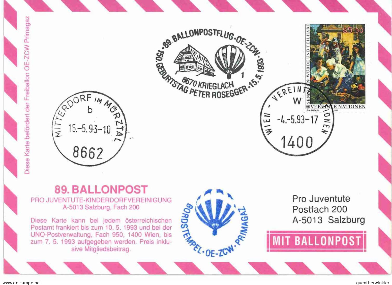 Regulärer Ballonpostflug Nr. 89d Der Pro Juventute [RBP89c] - Ballons