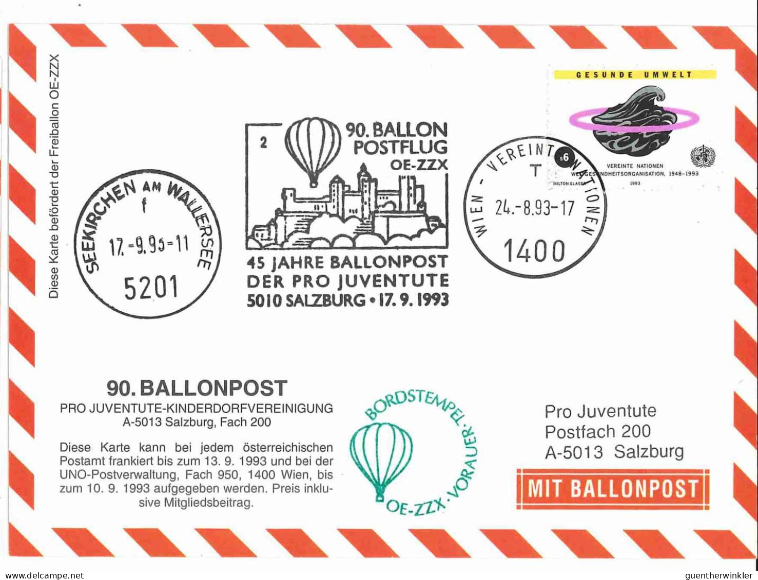 Regulärer Ballonpostflug Nr. 90d Der Pro Juventute [RBP90.] - Par Ballon