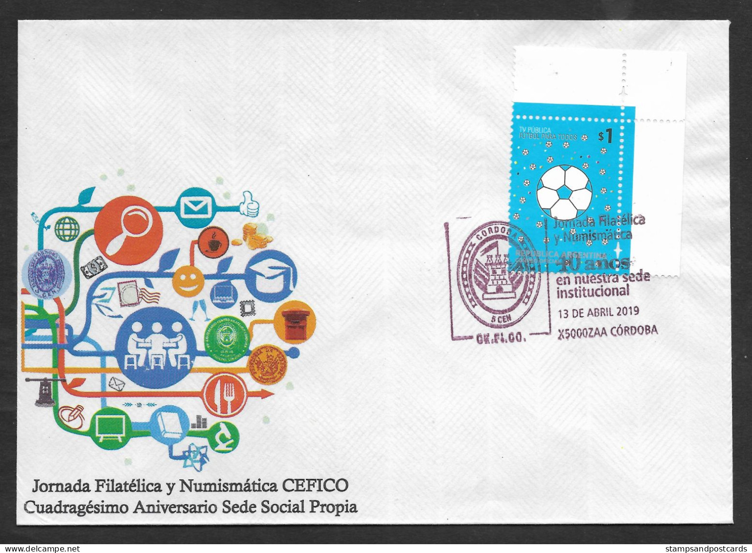 Argentine Cachet Commémoratif Expo Philatelique Cordoba 2019 Event Postmark Stamp Expo Argentina - Storia Postale