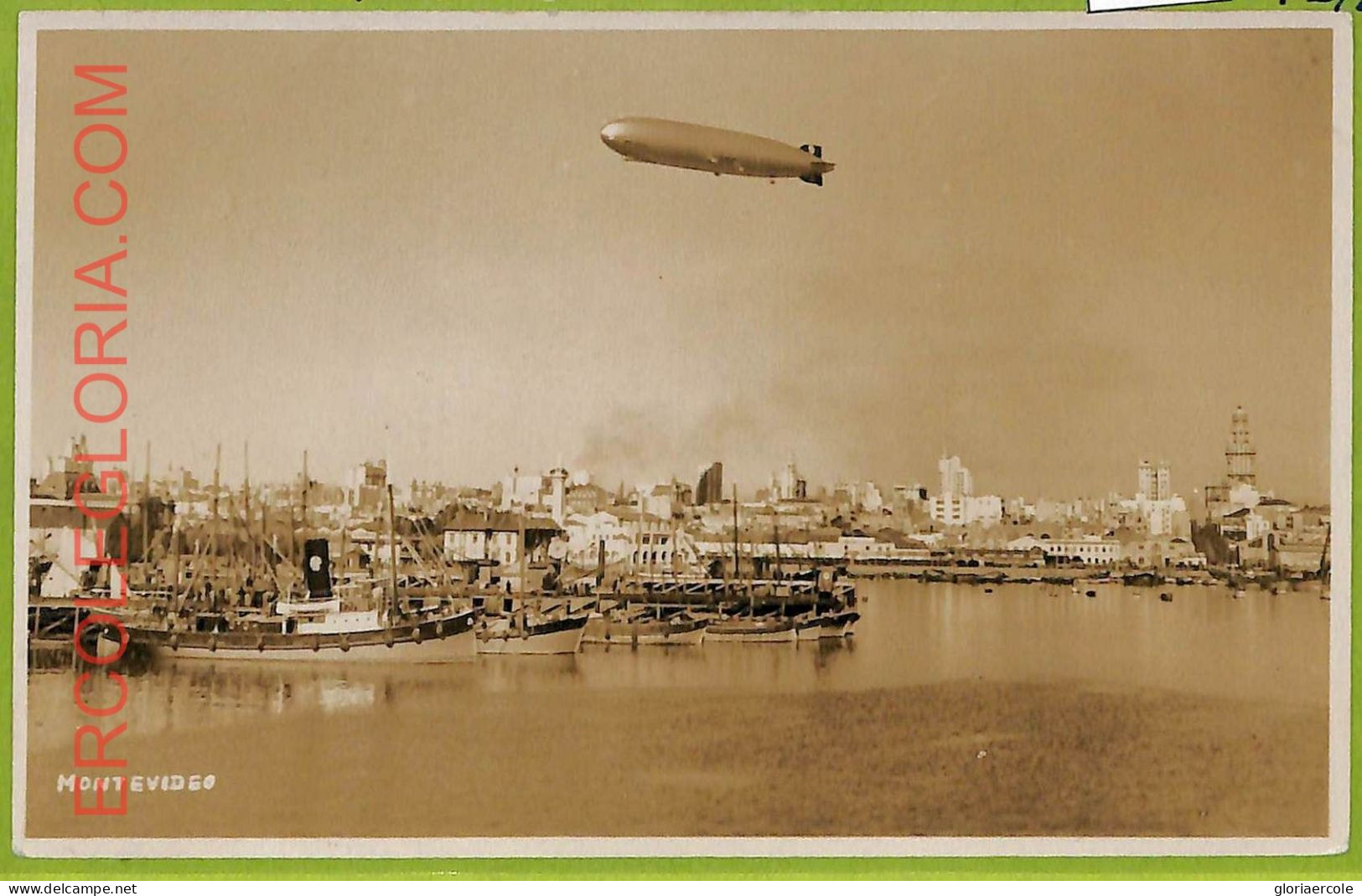 Af2726 - URUGUAY - VINTAGE POSTCARD - MONTEVIDEO - Real Photo - Graf Zeppelin - Uruguay