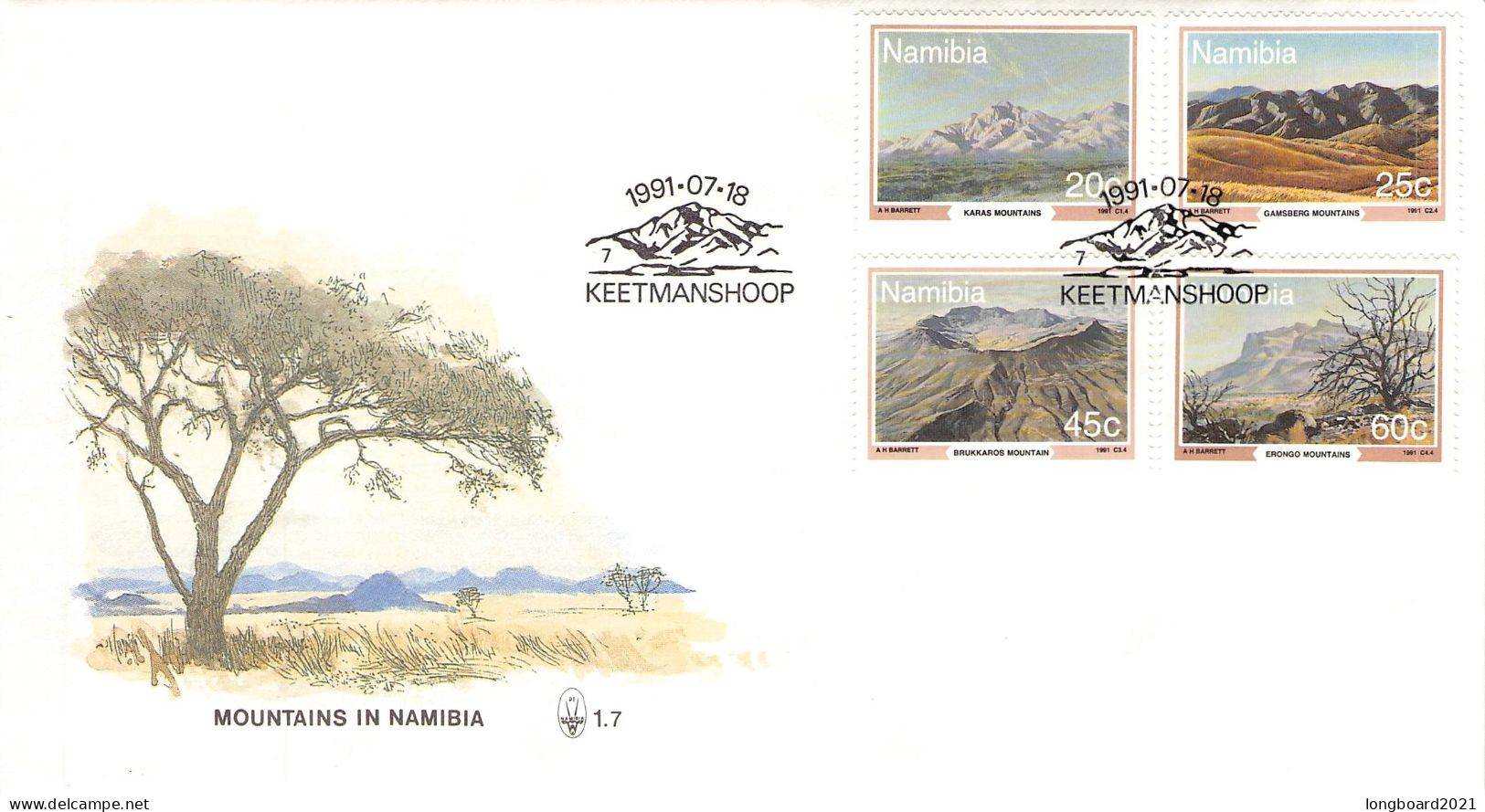 NAMIBIA - FDC 1991 MOUNTAINS IN NAMIBIA / 4302 - Namibië (1990- ...)