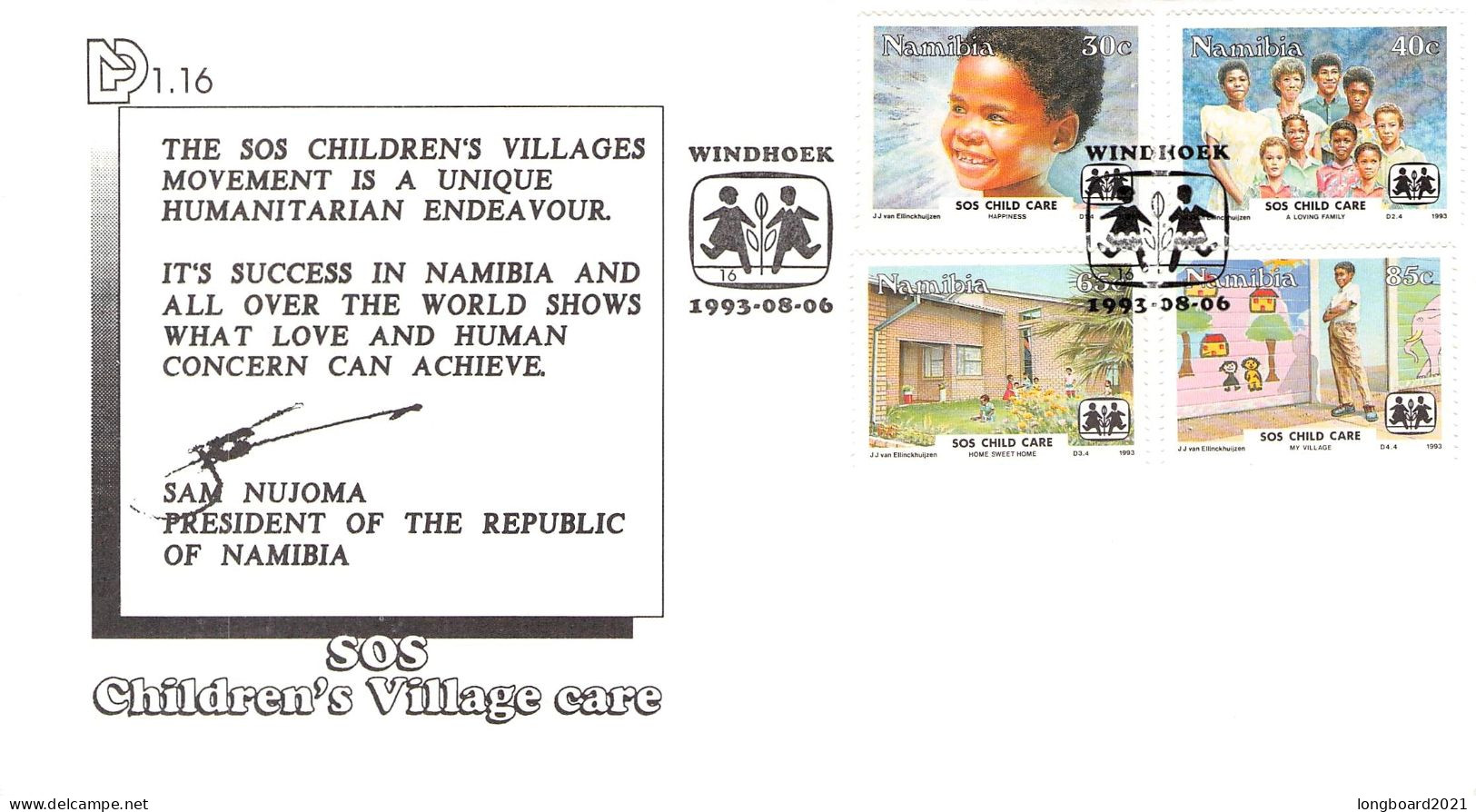 NAMIBIA - FDC 1993 SOS CHILDRENS VILLAGE / 4306 - Namibia (1990- ...)