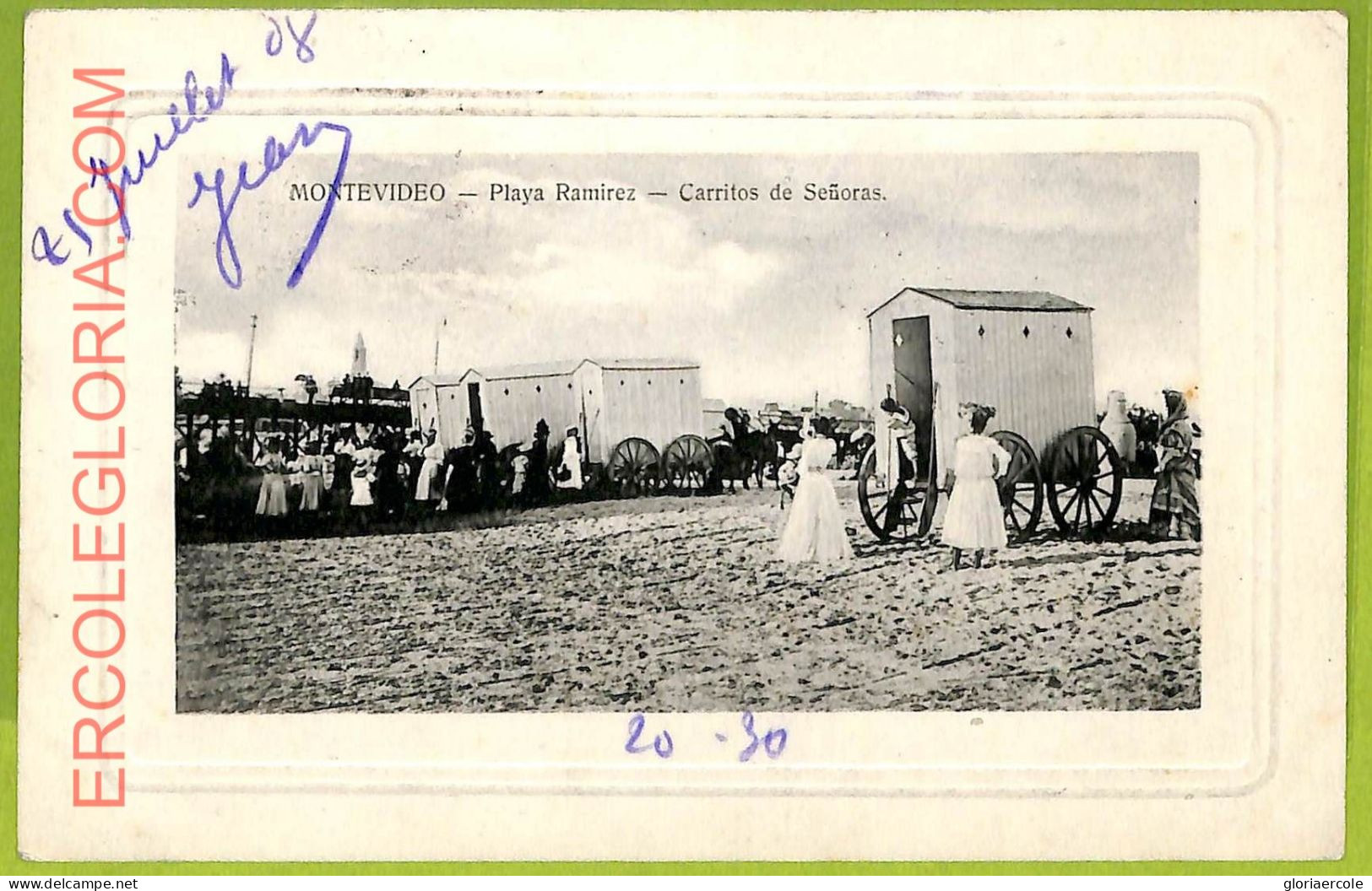 Af2730 - URUGUAY - VINTAGE POSTCARD - MONTEVIDEO - Playa Ramirez - 1908 - Uruguay