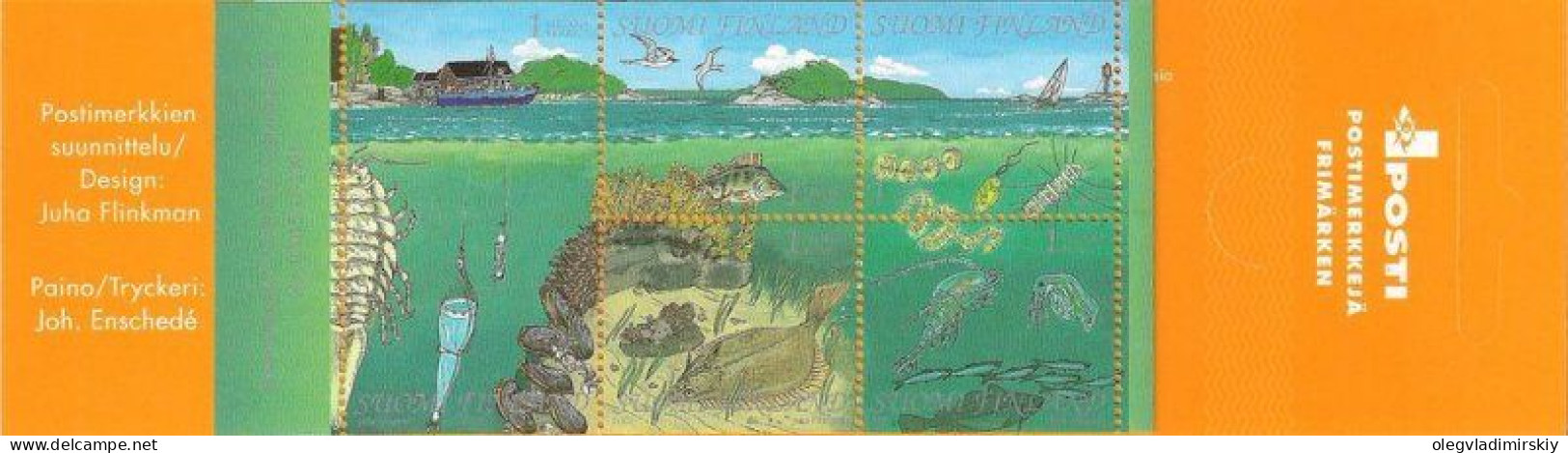 Finland Finnland Finlande 2002 Finnish Gulf Nature Fishes Lighthouse Birds Geography Set Of 5 Stamps In Booklet MNH - Carnets