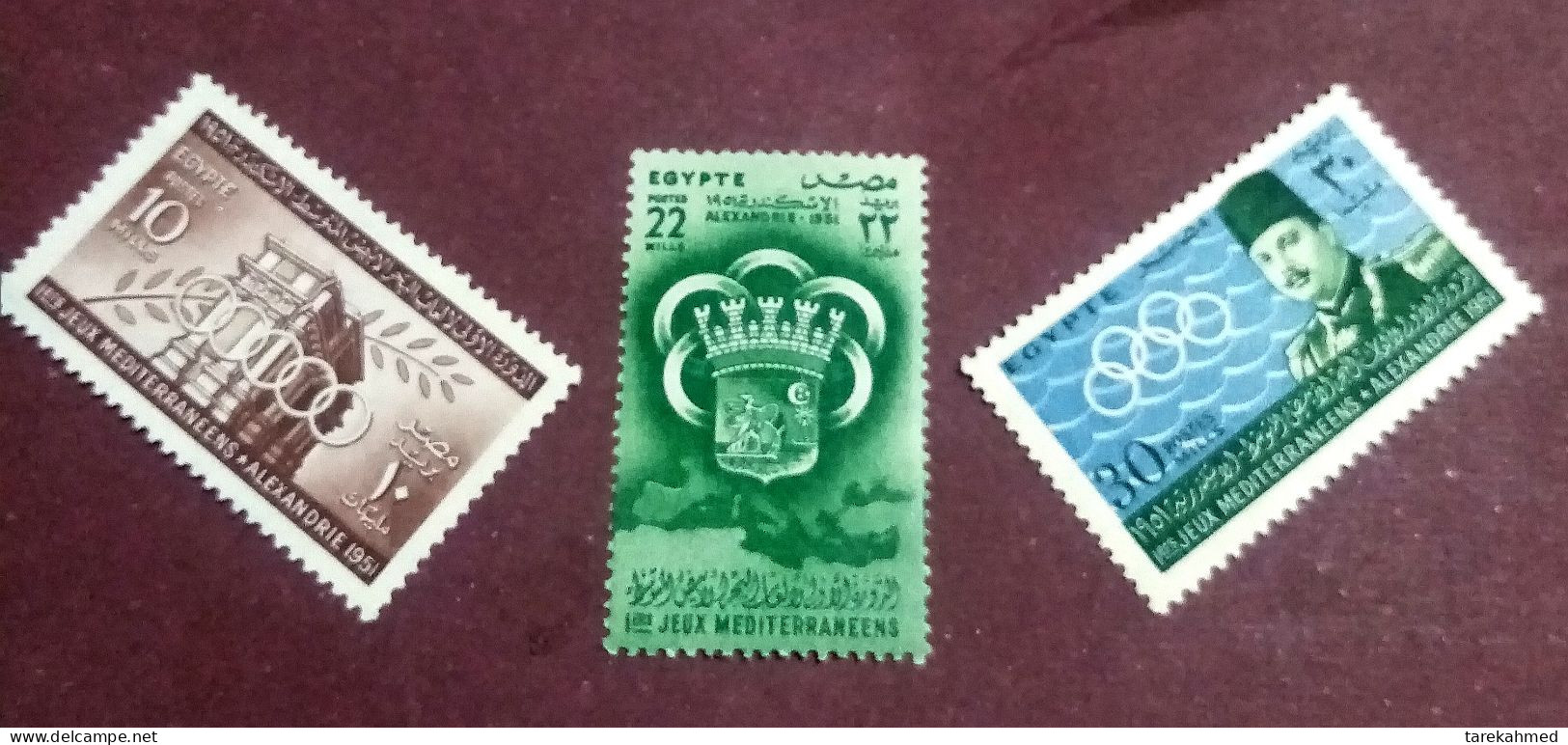 EGYPT 1951 , Complete SET Of The FIRST Mediterranean Olympics Games - Alexandria,  MNH, - Unused Stamps