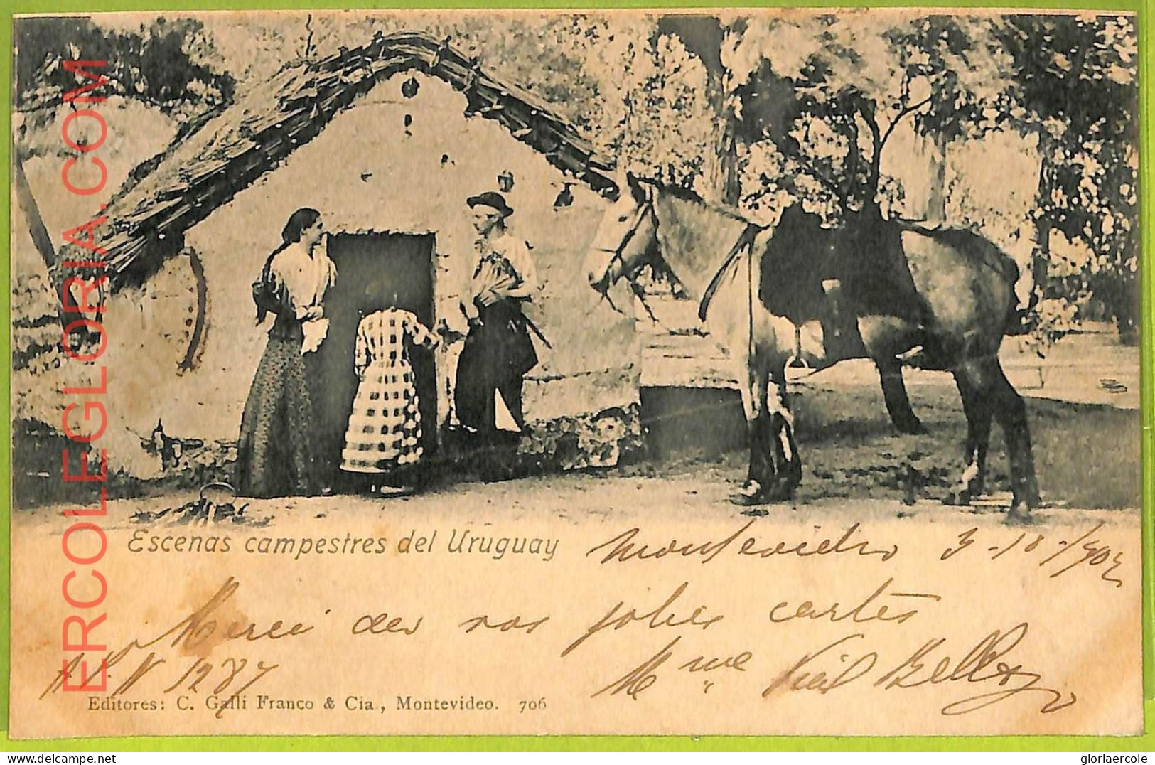 Af2735 - URUGUAY - VINTAGE POSTCARD - ETHNIC - 1902 - Uruguay