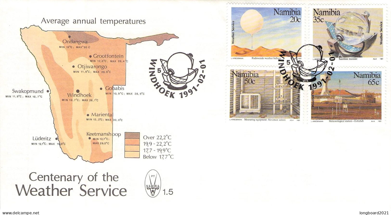 NAMIBIA - FDC 1991 WEATHER SERVICE / 4313 - Namibië (1990- ...)