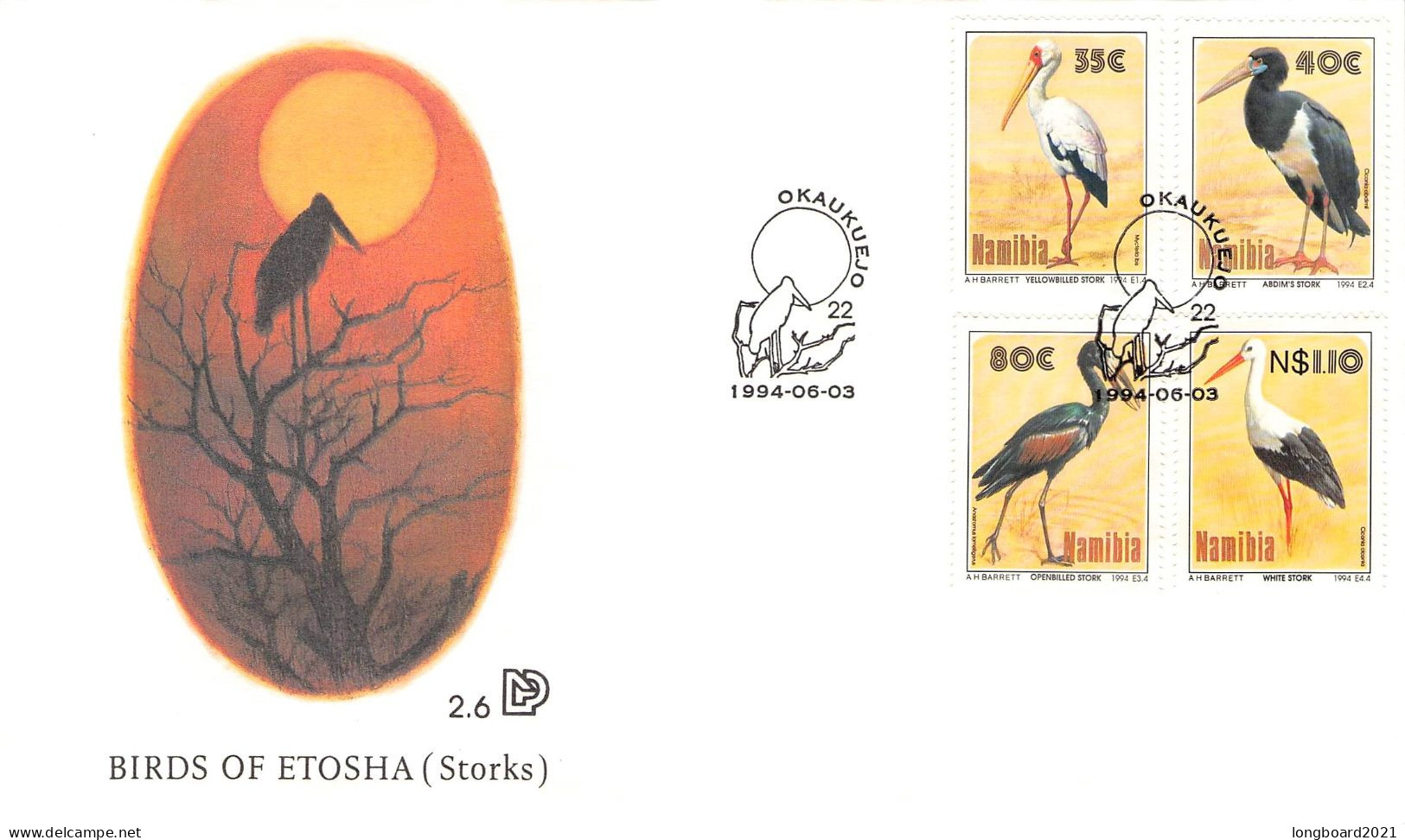 NAMIBIA - FDC 1994 STORKS OF ETOSHA / 4316 - Namibia (1990- ...)