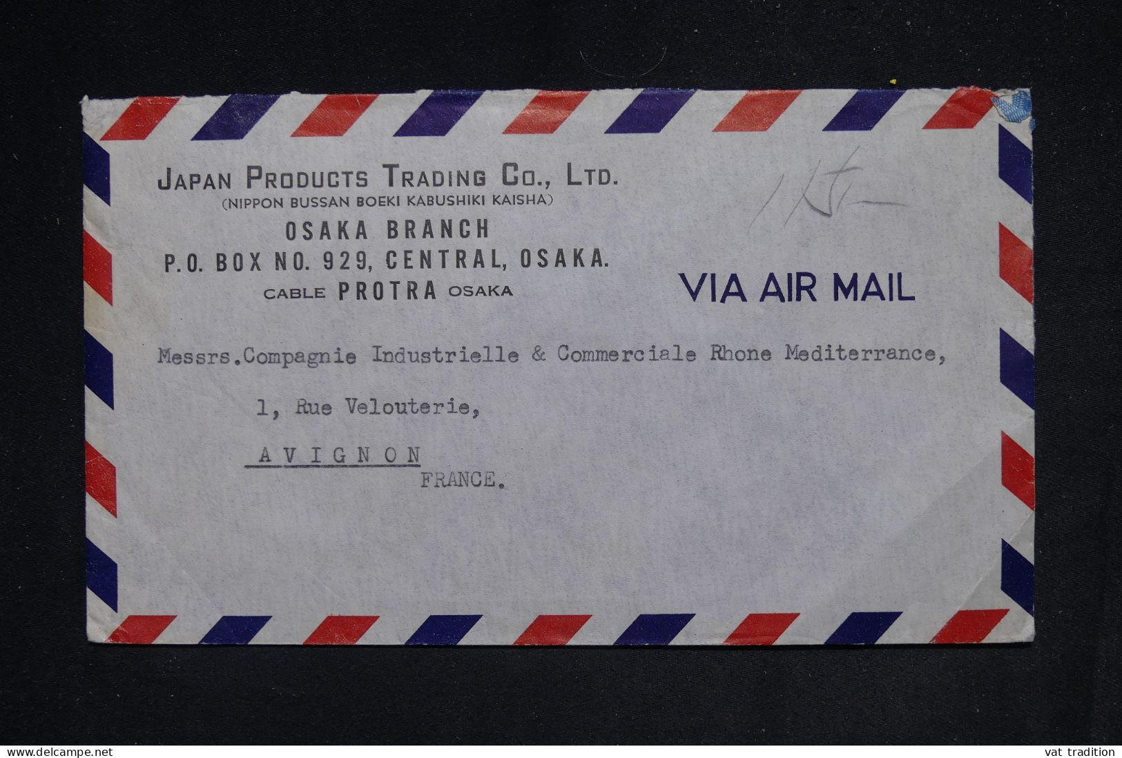 JAPON - Enveloppe Commerciale De Osaka Pour La France En 1959, Affranchissement Au Verso  - L 149636 - Brieven En Documenten