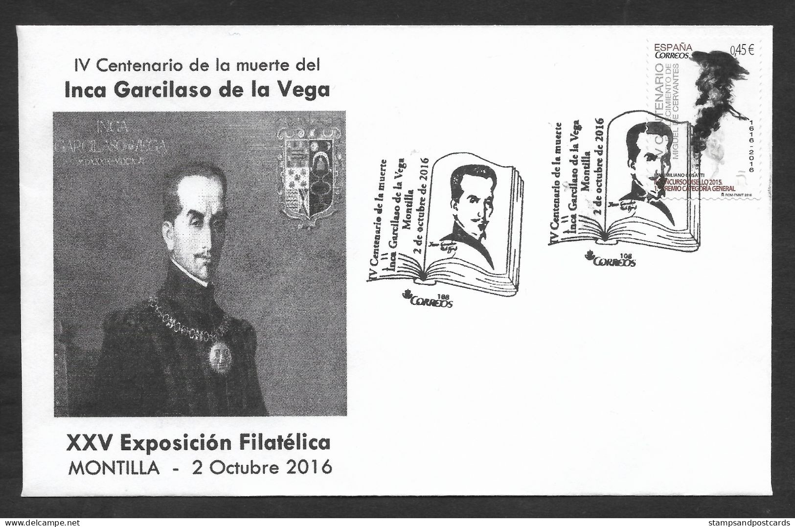 Espagne Cachet Commémoratif Montilla écrivain Inca Garcilaso De La Vega 2016 Spain Famous Peru Writer Event Pmk España - Storia Postale