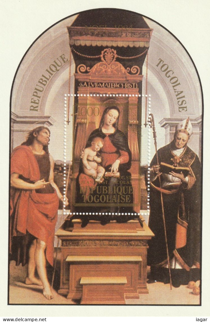 THEMATIC PAINTINGS:  WORKS BY RAPHAEL:  MADONNA WITH  ST.JOHN AND ST. NICHOLAS   MS  -  TOGO - Madones