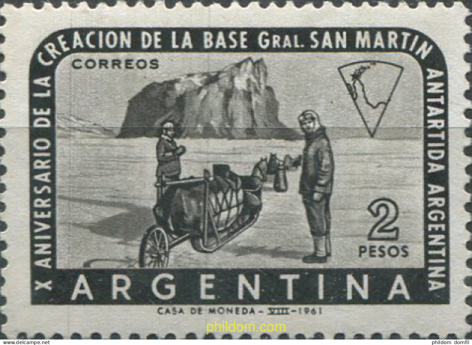 50787 MNH ARGENTINA 1961 10 ANIVERSARIO DE LA BASE GENERAL SAN MARTIN EN LA ANTARTIDA - Nuevos