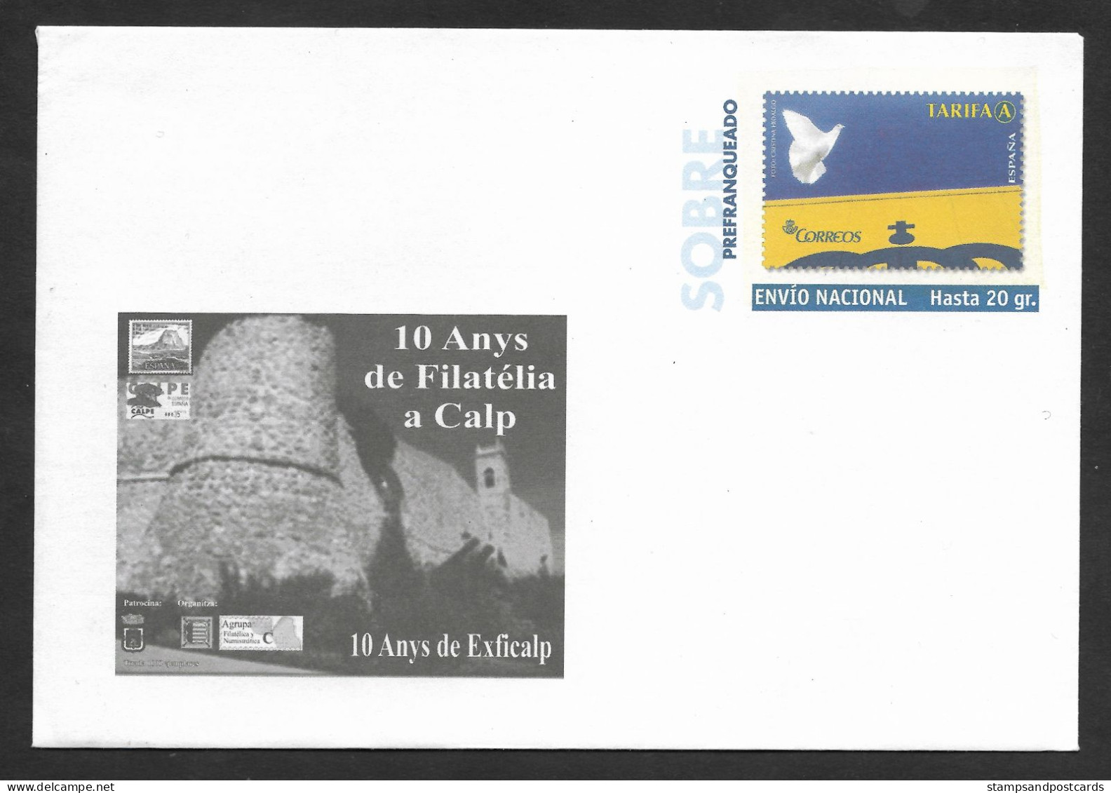 Espagne Entier Postal Type PAP 2005 Repiqué Calp Spain Postal Stationery Cover With Reprint España Sobre Entero Repicado - 1931-....