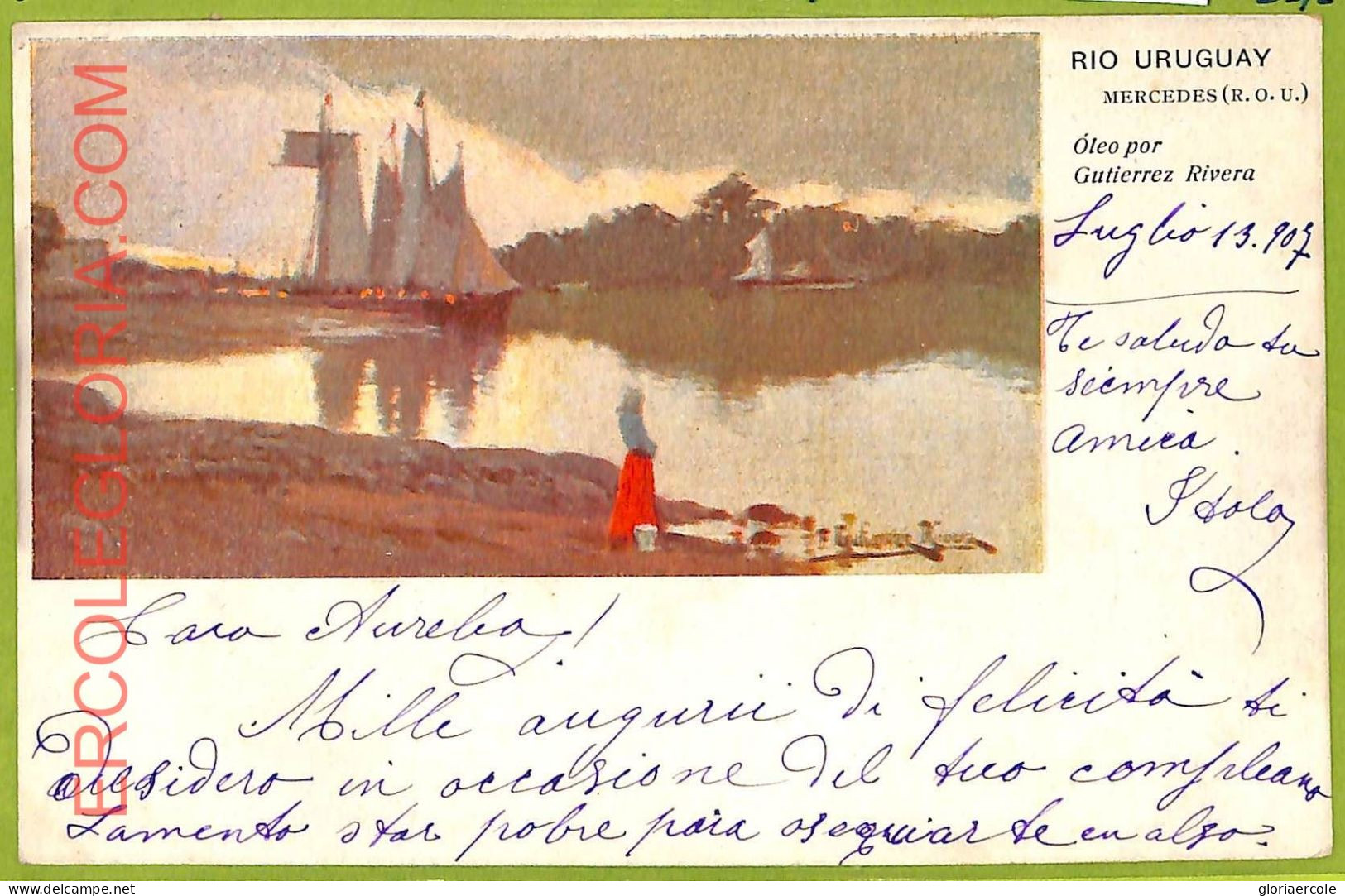 Af2764 - URUGUAY - VINTAGE POSTCARD  - Mercedes - 1907 - Uruguay