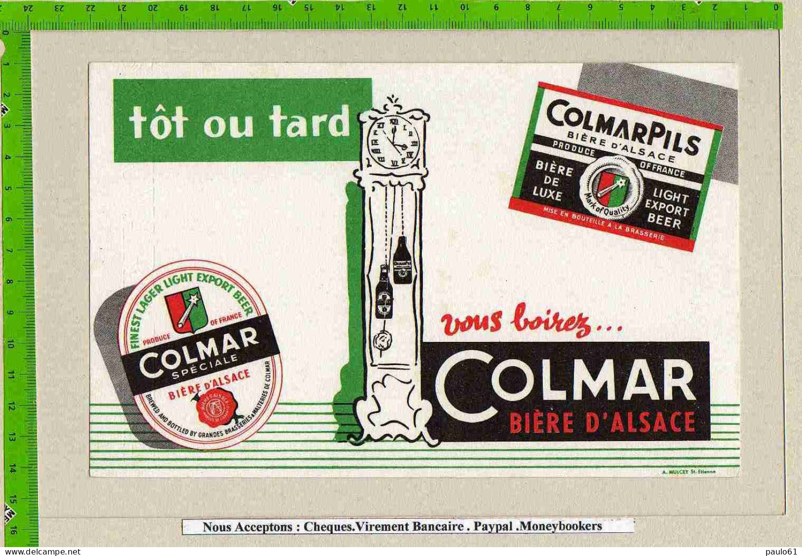 BUVARD De Biere   :Biere D'Alsace COLMAR - Liquore & Birra