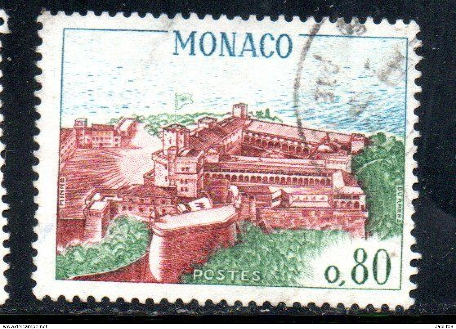 MONACO 1967 1969 PALACE DURRENS 80c USED USATO OBLITERE' - Used Stamps