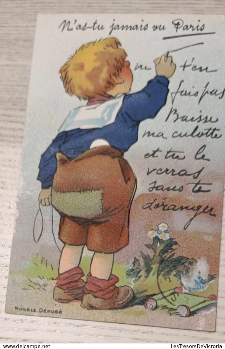 Carte à Système - N'as Tu Jamais Vu Briançon - Jeune Garçon Qui écris Au Tableau - Carte Postale Ancienne - Móviles (animadas)