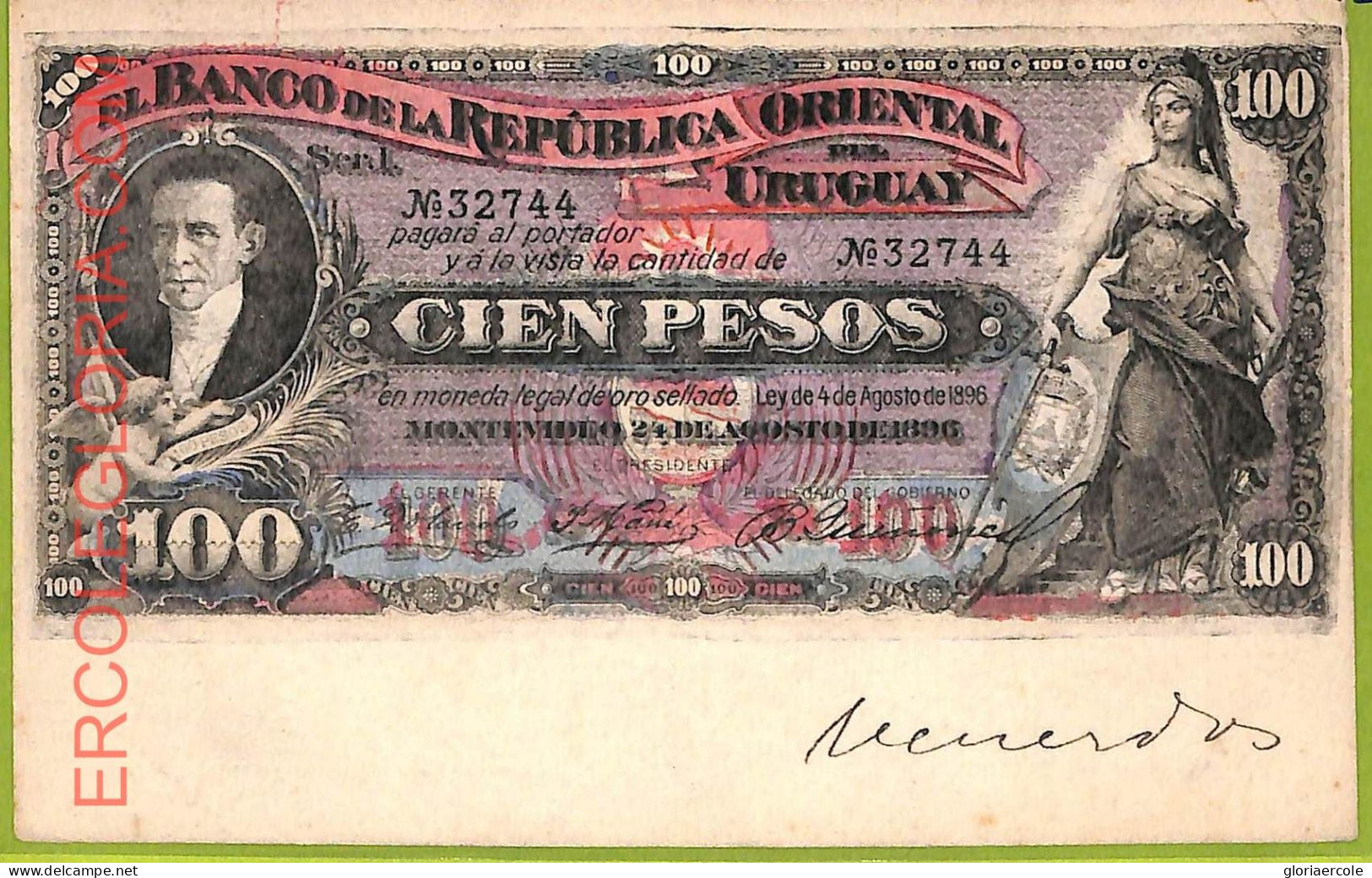 Af2777 - URUGUAY - VINTAGE POSTCARD  - PAPERMONEY - Uruguay