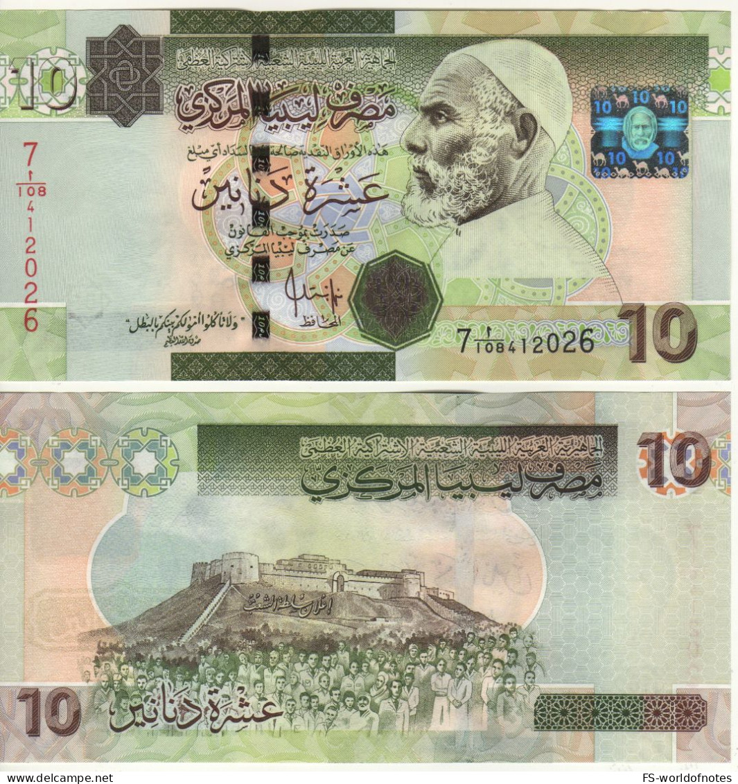 LIBYA  10  Dinars   P73    ND  2009   ( Omar El Mukhtar   Sabha Fortress )    UNC - Libyen