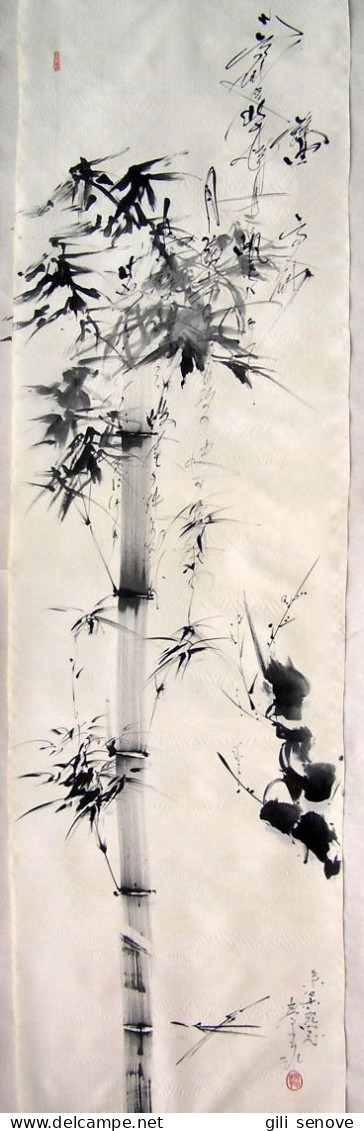 Japanese Sumi-e Bamboo Hanging Scroll - Asiatische Kunst