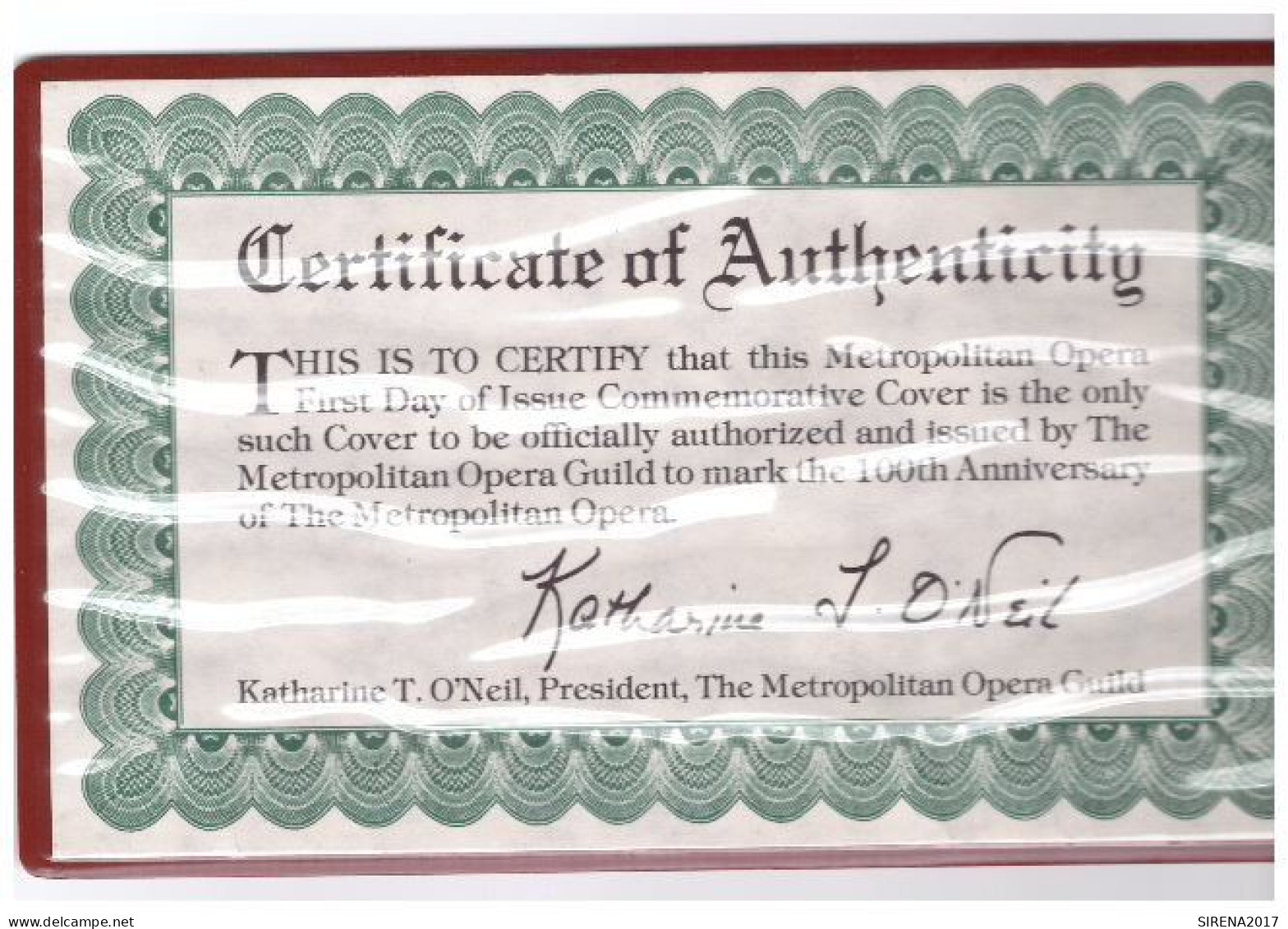 THE METROPOLITRAN OPERA - FIRST DAY OF ISSUE - CENTENNIAL 1883 1983 - CERTIFICATE - 1981-1990