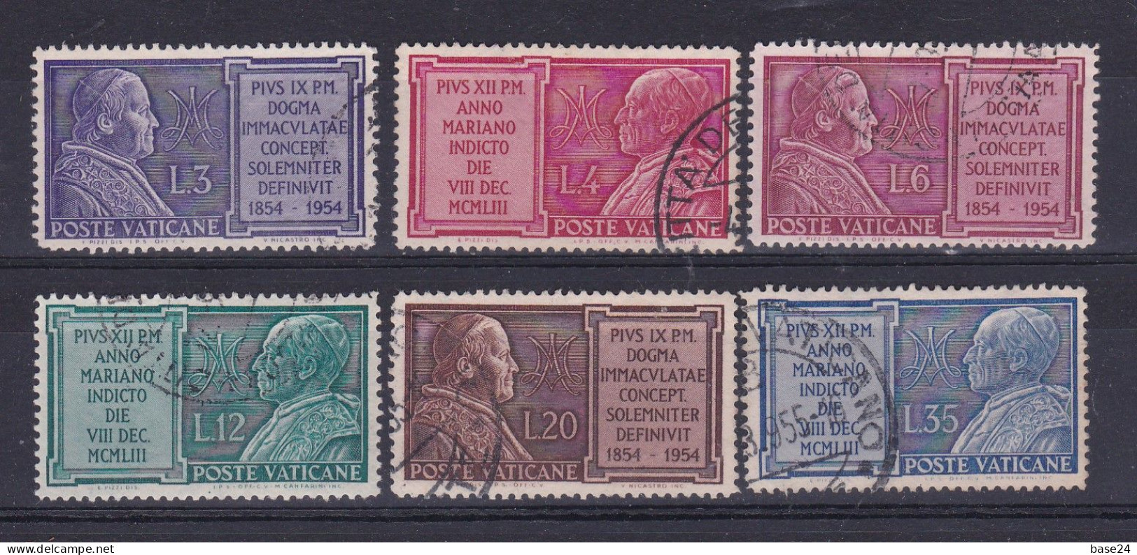 1954 Vaticano ANNO MARIANO  MARIAN YEAR  Serie Di 6 Valori Usata Con Gomma, Used With Gum - Usados