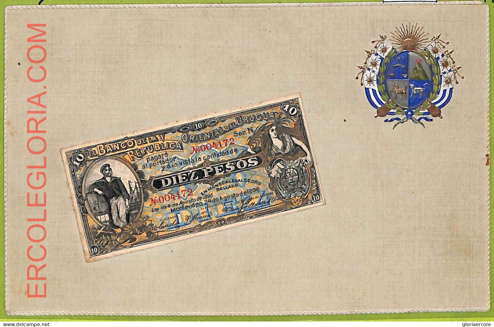 Af2781 - URUGUAY - VINTAGE POSTCARD  - PAPERMONEY - 1908 - Uruguay