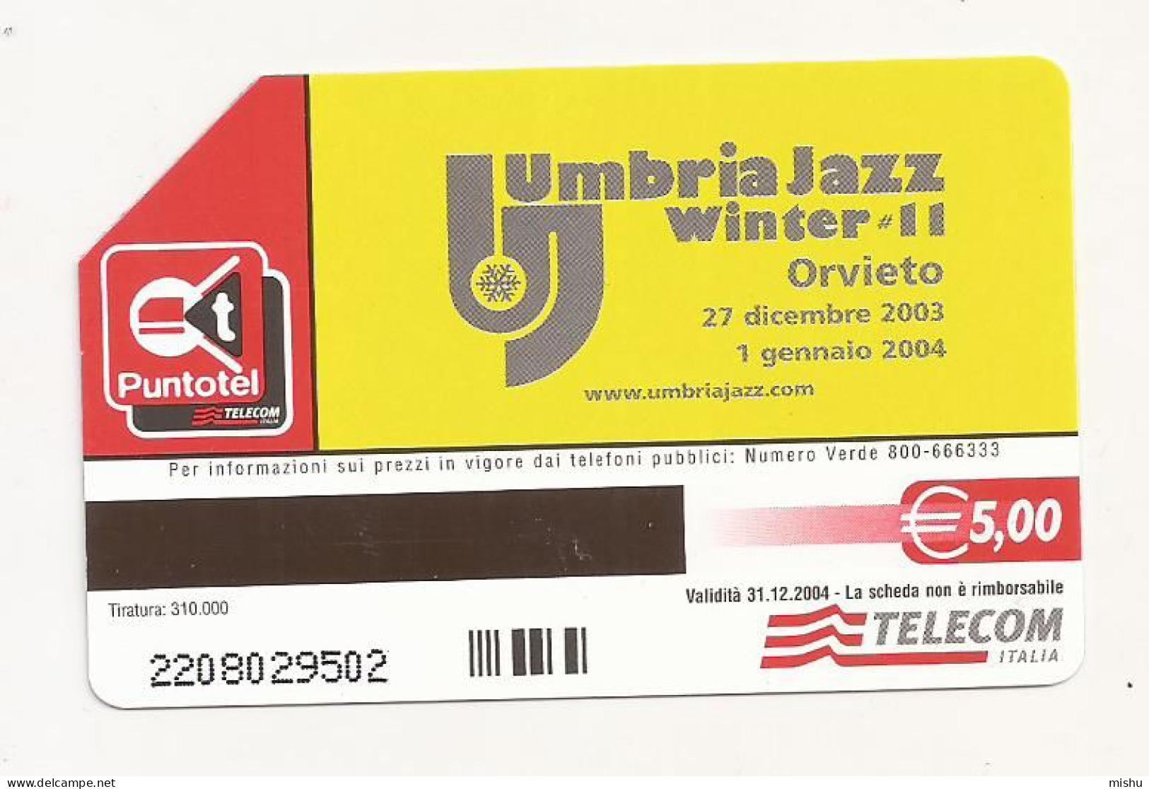 CT2 - Italy Phonecard - Telecom Italia  - Umbria Jazz Winter 11 - Otros & Sin Clasificación