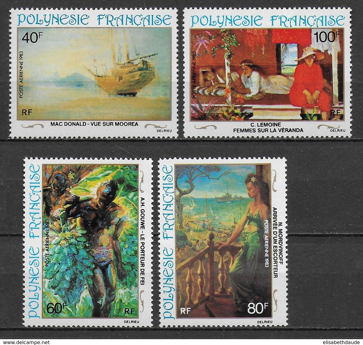 POLYNESIE - 1983 -PORT GRATUIT A PARTIR DE 5 EUR D'ACHAT -POSTE AERIENNE YVERT N°178/181 ** MNH -COTE = 11 EUR. TABLEAUX - Ongebruikt