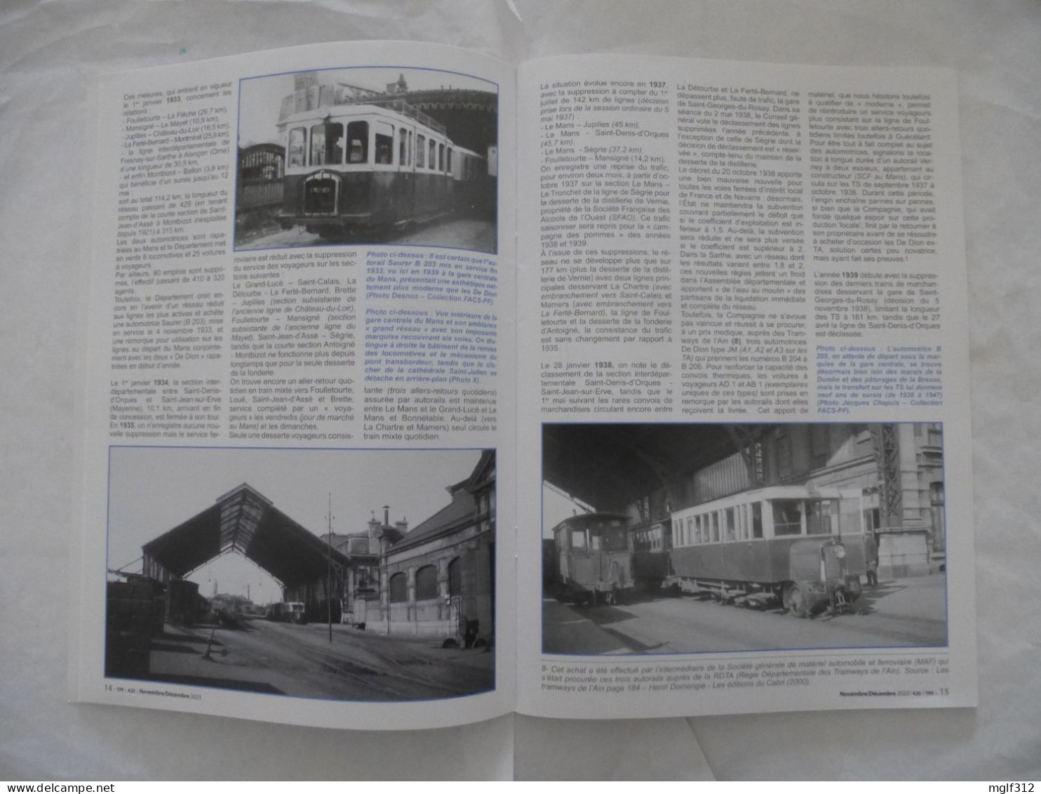 REVUE Transports & Patrimoine Ferroviaires N° 420 Nov. 2023 LES TRAMWAYS DE LA SARTHE (Partie 1) - INTERVIEW JEAN CASTEX - Bahnwesen & Tramways