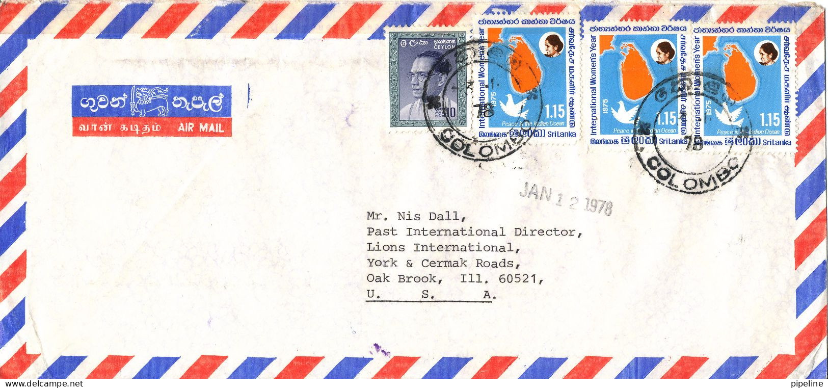 Sri Lanka Air Mail Cover Sent To USA 1978 Topic Stamps - Sri Lanka (Ceylan) (1948-...)