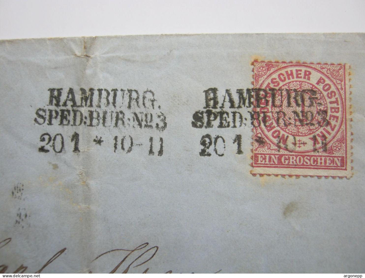HAMBURG , Brief Mit Seltenem 3 Zeiler HAMBURG - Sped.Bur. No. 3 , Seltener Stempel - Hambourg