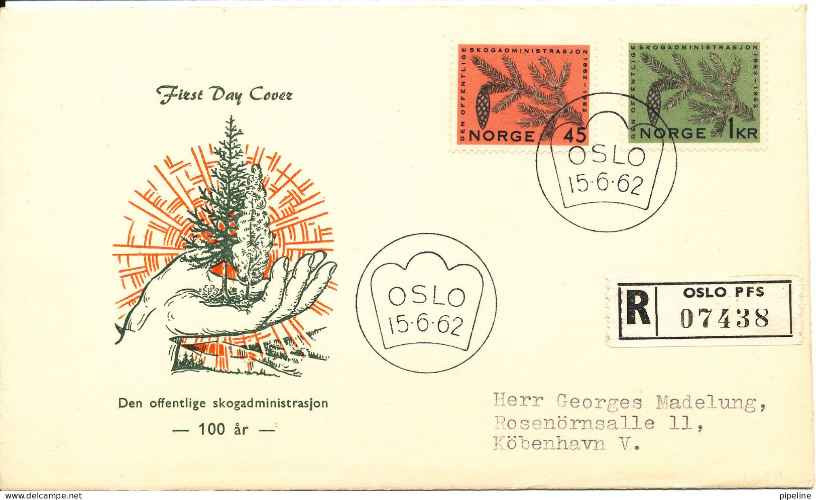 Norway Registered FDC 15-6-1962 The Public Forest Administration Sent To Denmark - FDC