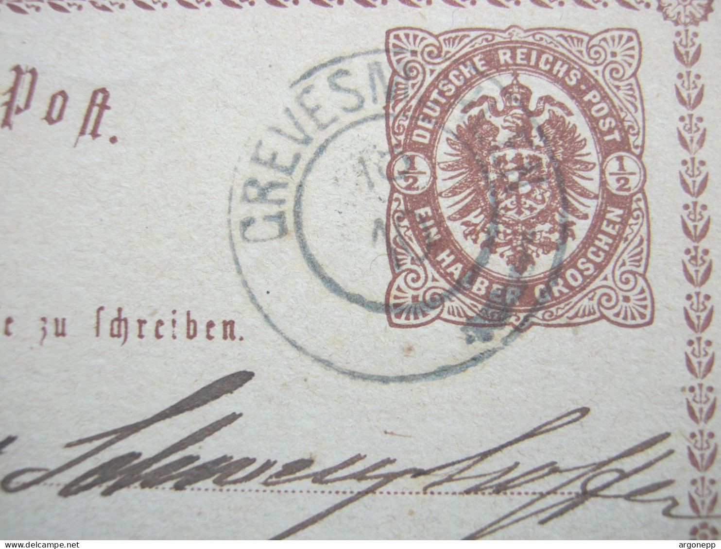 Mecklenburg-Schwerin , GREVESMÜHLEN , Klarer Stempel Auf Ganzsache - Mecklenbourg-Schwerin