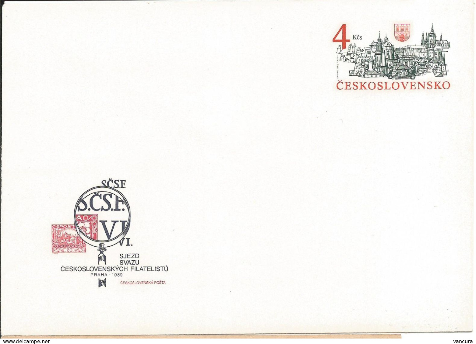 COB 90 Czechoslovakia VI.Convention Of The Czechoslovak Philatelist Union 1989 Alfons Mucha Motifs - Briefe