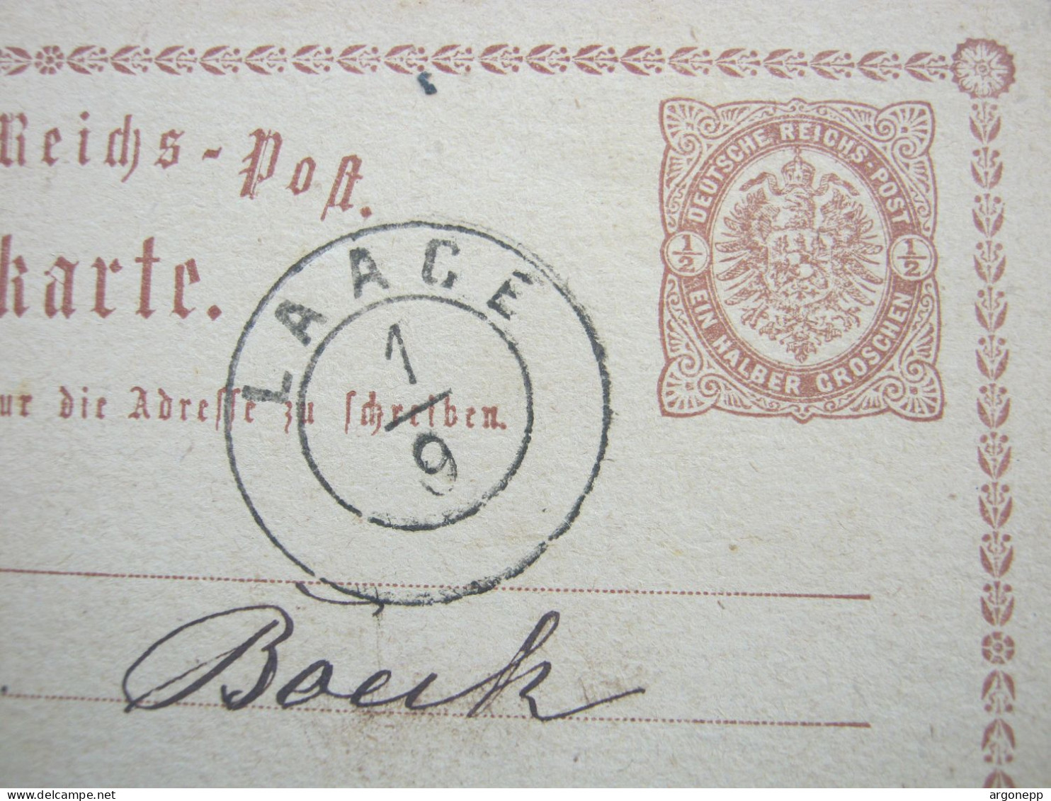 Mecklenburg-Schwerin , LAAGE  , Klarer Stempel Auf Ganzsache  1874 - Mecklenbourg-Schwerin