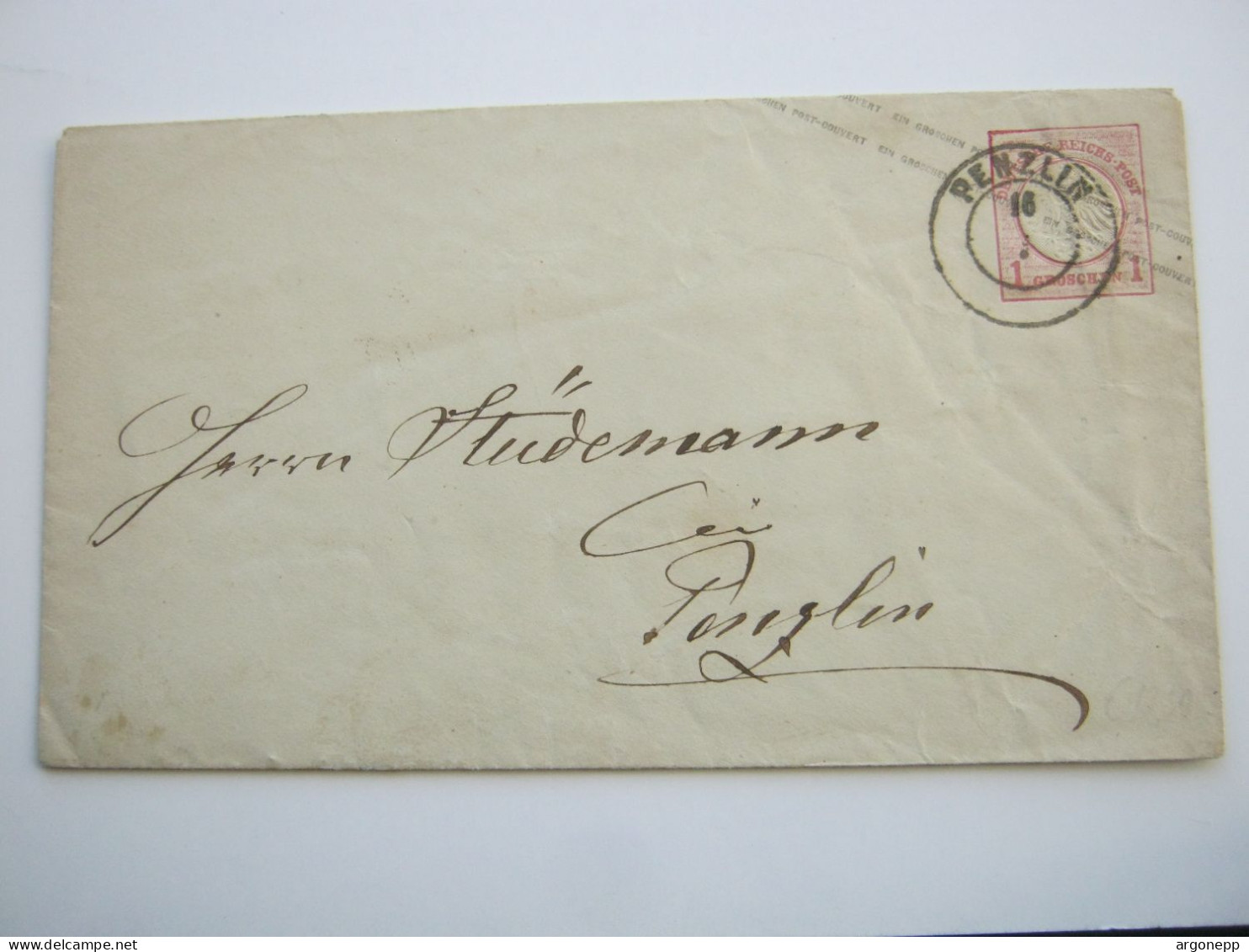 Mecklenburg-Schwerin , PENZLIN   , Klarer Stempel Auf Ganzsache Um 1872 - Mecklenburg-Schwerin