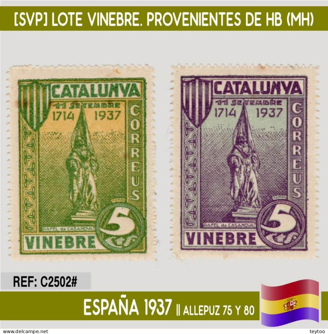C2502# España 1937 [SVP] Lote Sellos Vinebre (Tarragona) (MNH) - Republican Issues