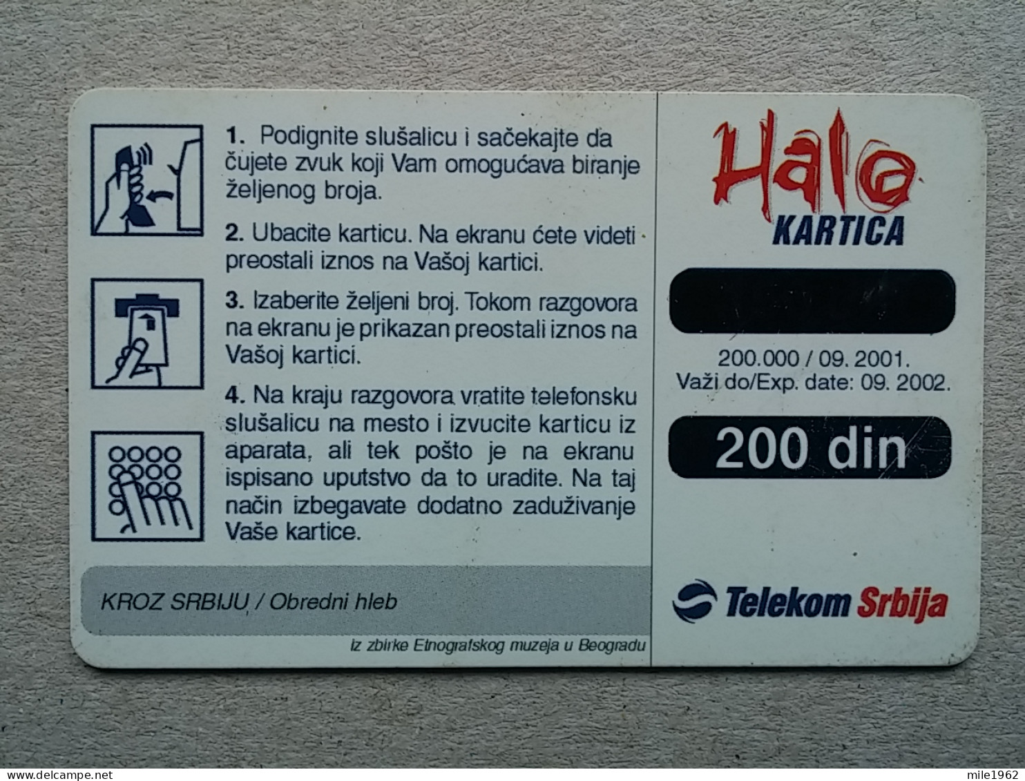 T-568 - SERBIA, Telecard, Télécarte, Phonecard, Halo Kartica,  - Yougoslavie
