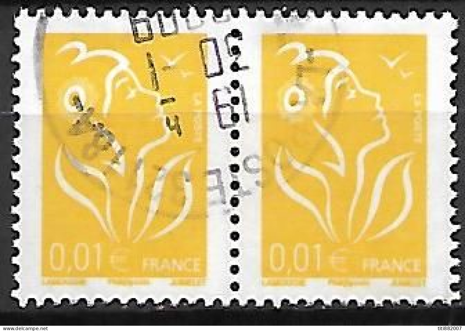 FRANCE     -     MARIANNE    /     0,01 Euro  En Paire.   CACHET ROND - 2004-2008 Marianne De Lamouche