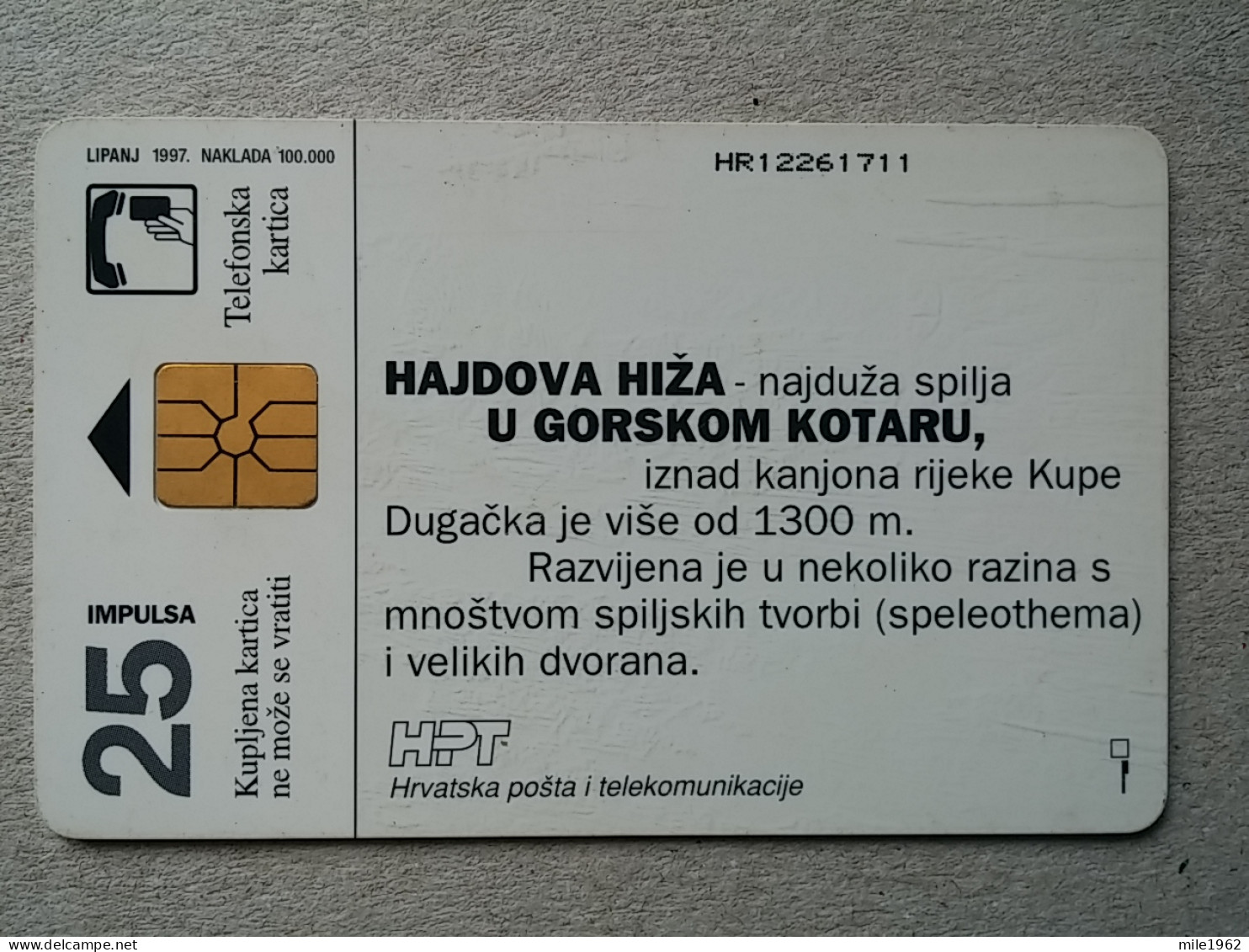 T-574 - Croatia, Telecard, Télécarte, Phonecard, Halo Kartica, CAVE, Grotte, Gorski Kotar - Kroatien