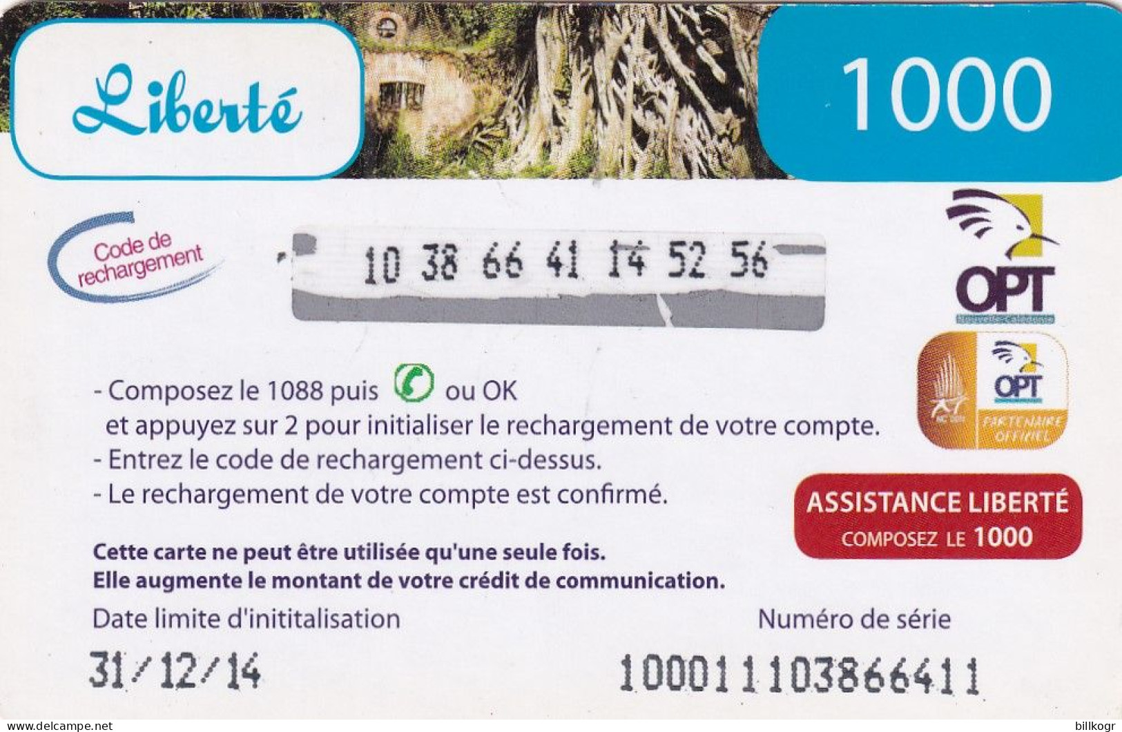 NEW CALEDONIA - Landscape, OPT Prepaid Card 1000 CFP, Exp.date 31/12/14, Used - Nouvelle-Calédonie