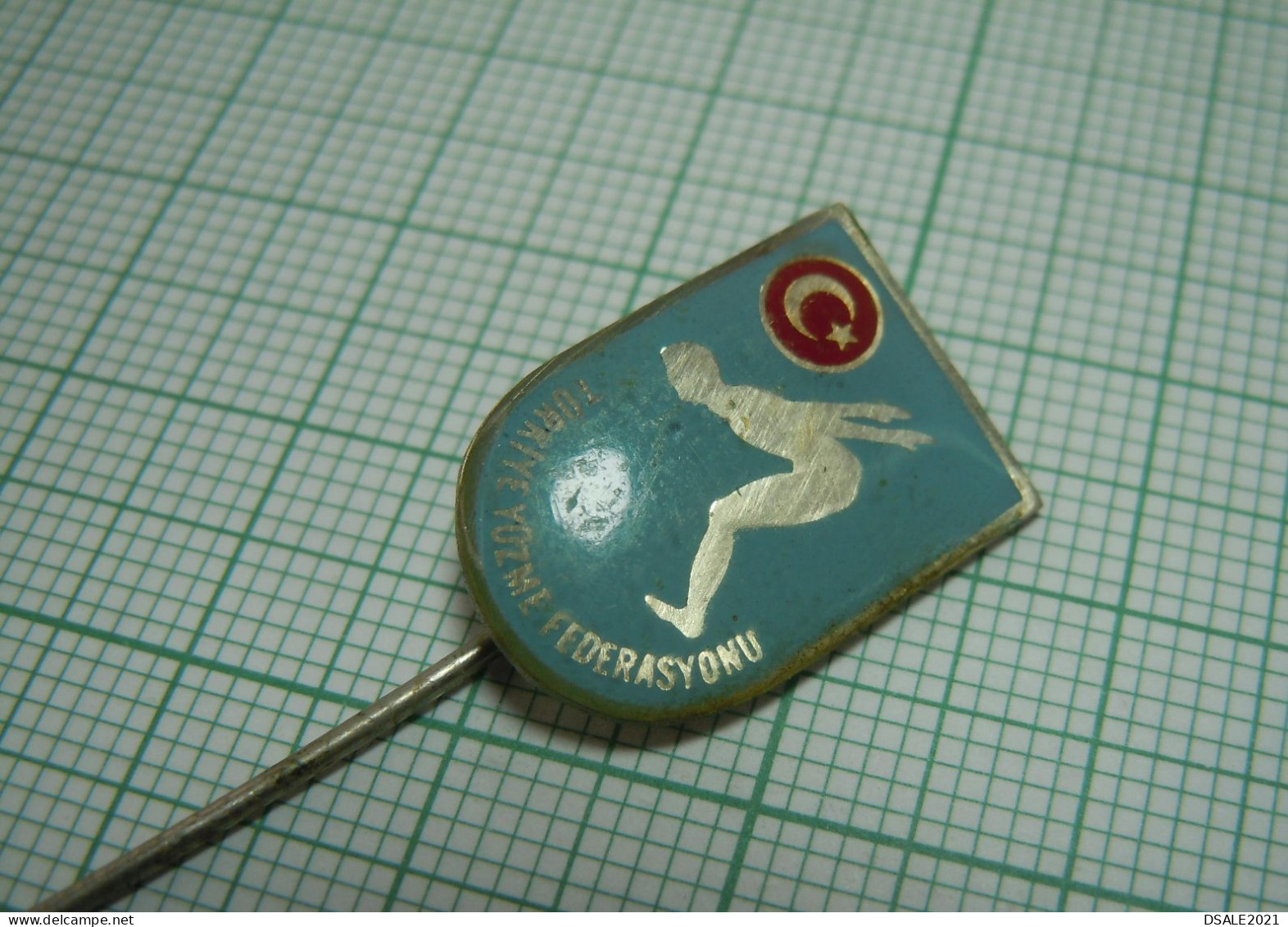 Turkey, Turkish Swimming Federation, TYF Türkiye Yüzme Federasyonu, Vintage Pin Badge, Abzeichen (ds1206) - Swimming