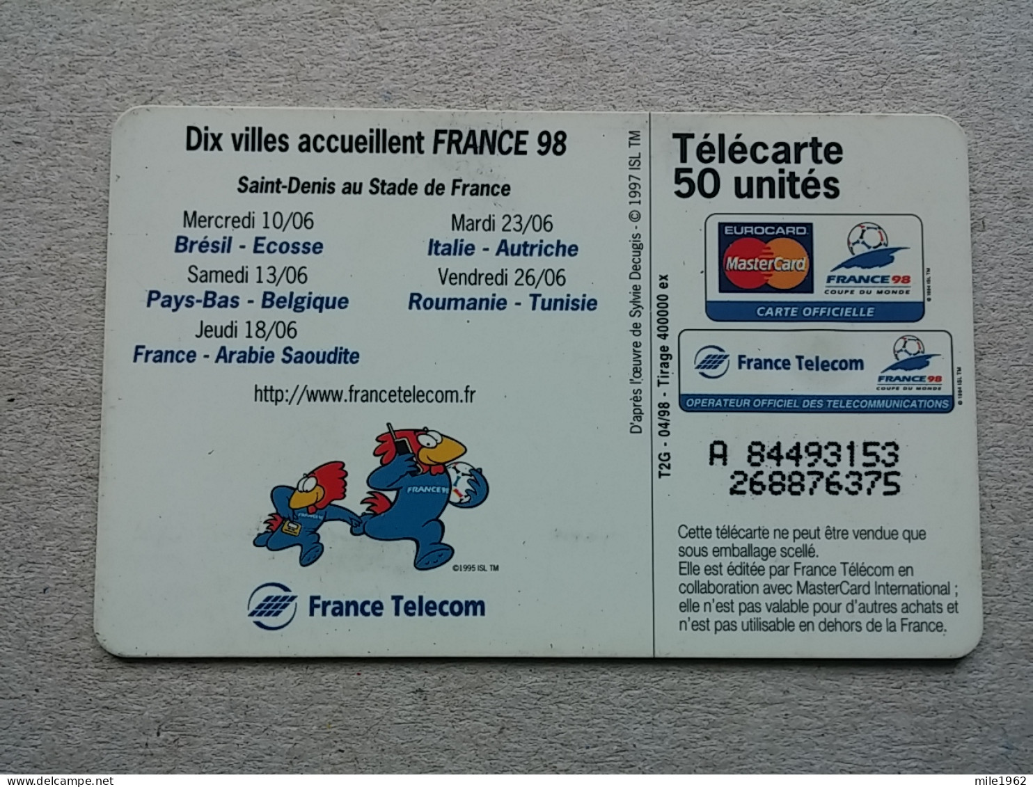 T-575 - FRANCE , Telecard, Télécarte, Phonecard, SPORT, FOOTBALL - Sonstige & Ohne Zuordnung