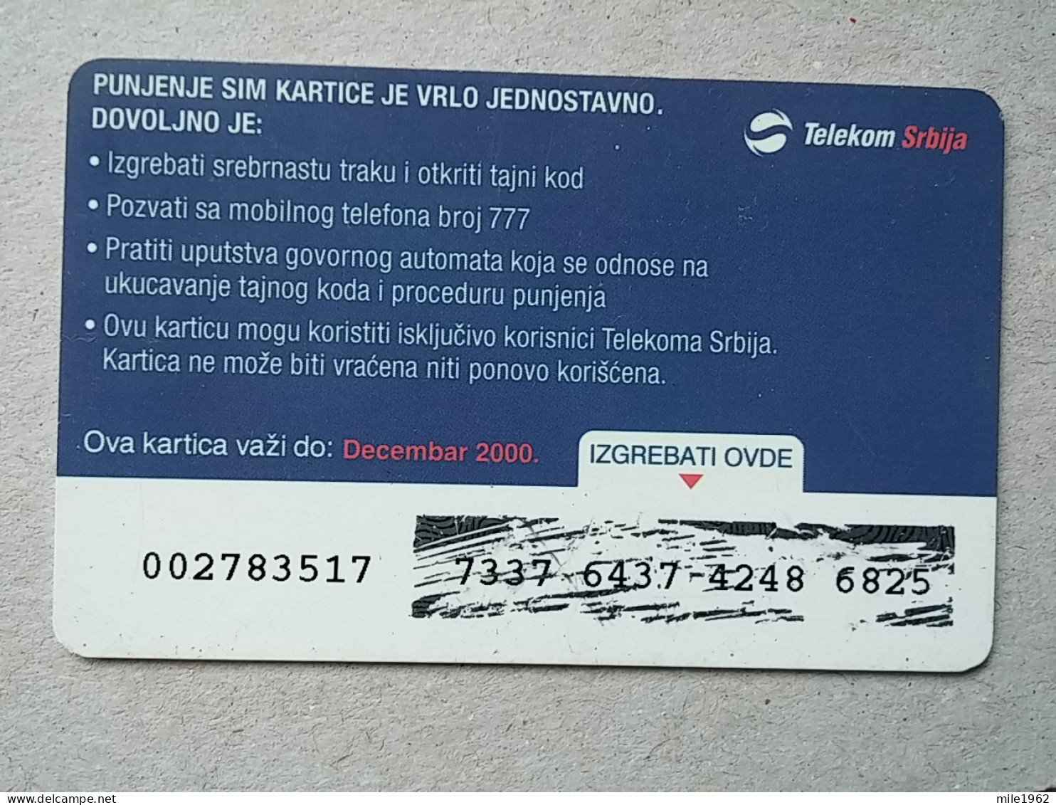 T-576 - SERBIA, Telecard, Télécarte, Phonecard,  - Jugoslawien