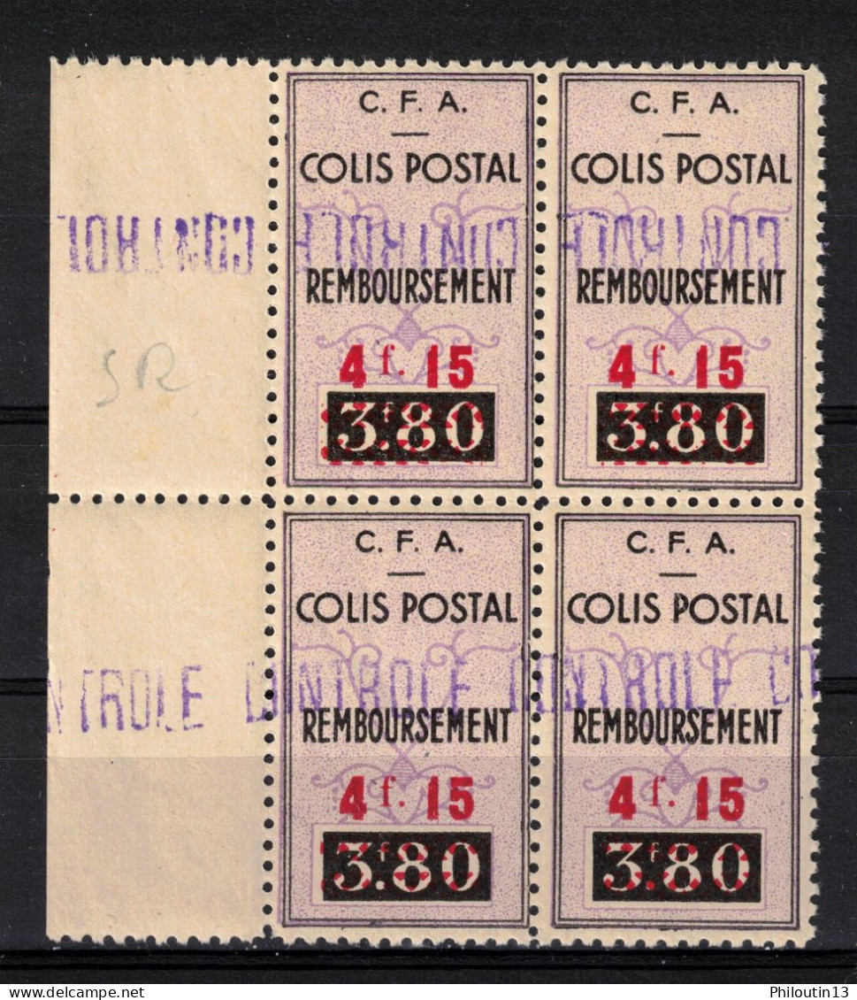Algérie Colonies Françaises Colis Postaux Variété Bloc De 4 BdF N° 77a ** / MNH  Scan Recto / Verso - Paquetes Postales